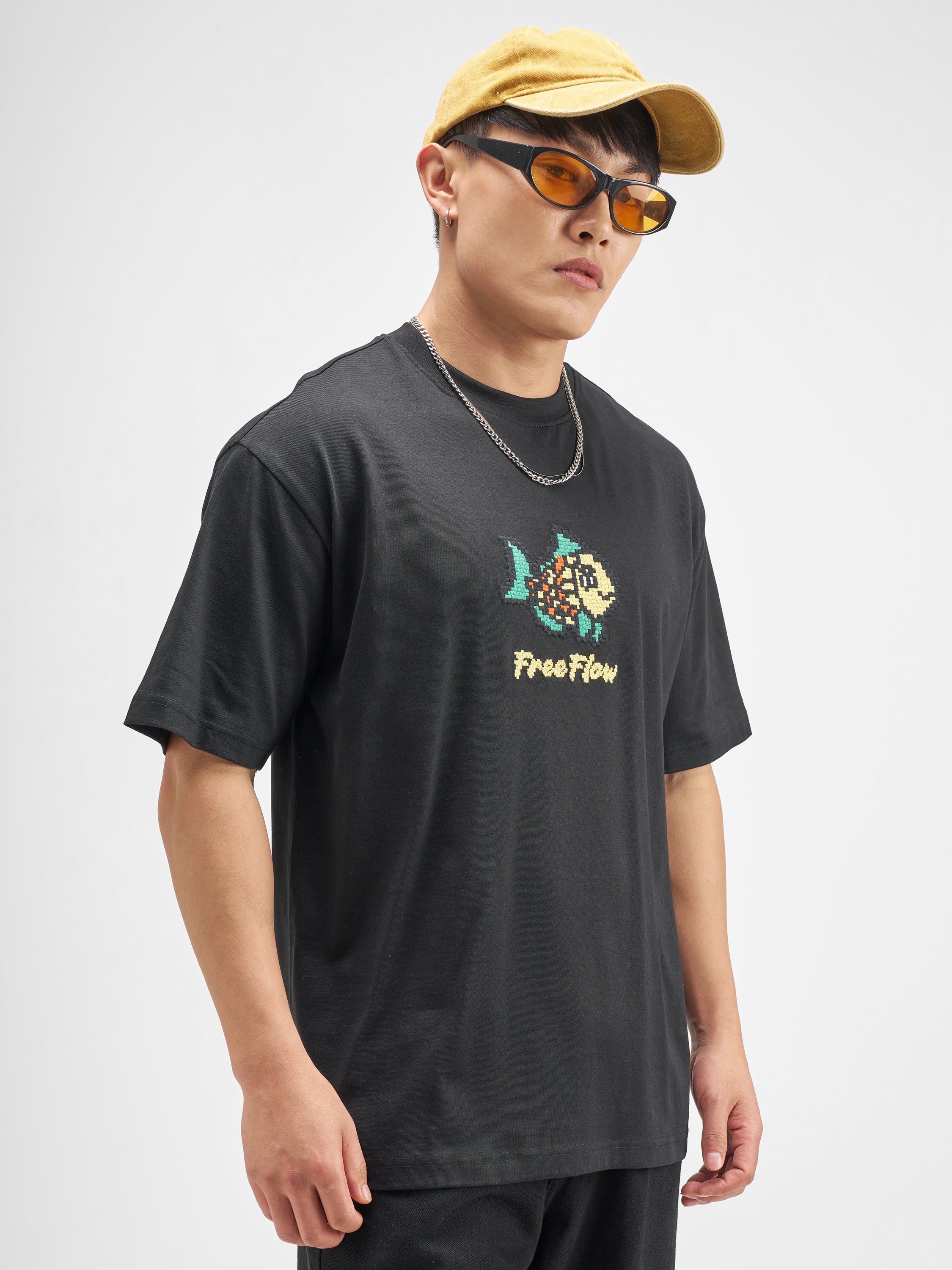 Highlander Men Black Embroidered Round Neck T-Shirt - Black - Image 6