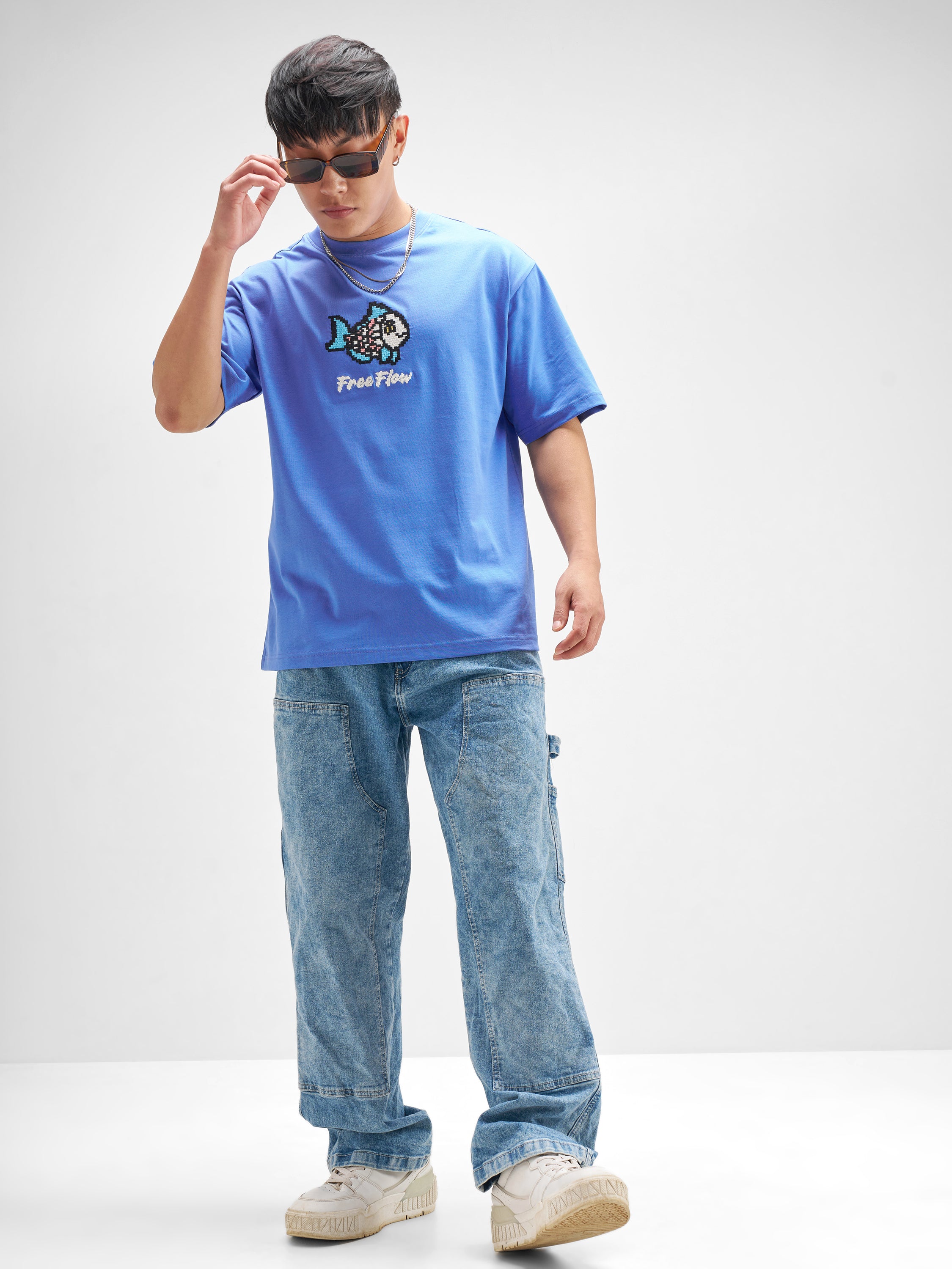 Highlander Men Blue Embroidered Round Neck T-Shirt - Blue - Image 2
