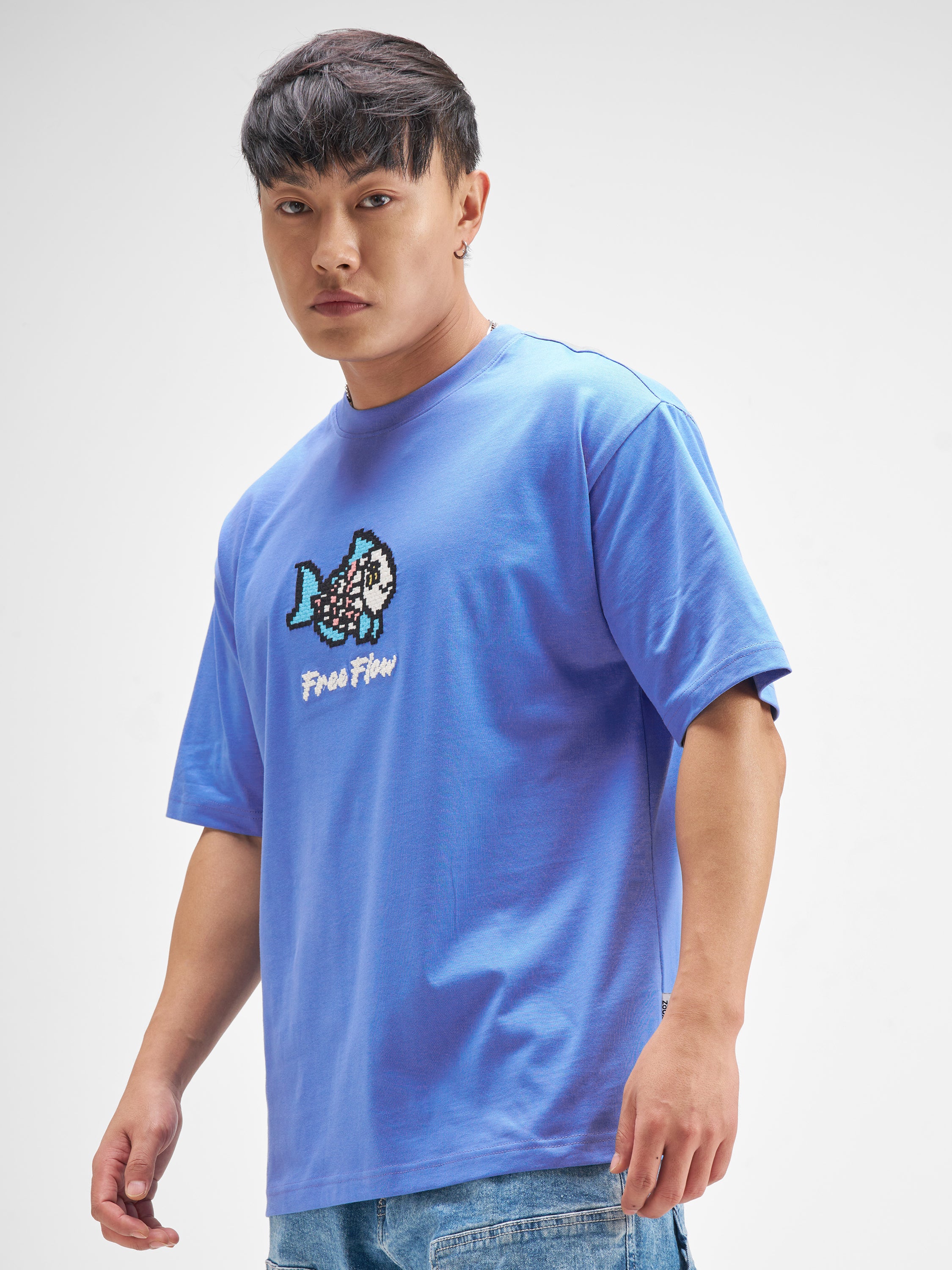 Highlander Men Blue Embroidered Round Neck T-Shirt - Blue - Image 4