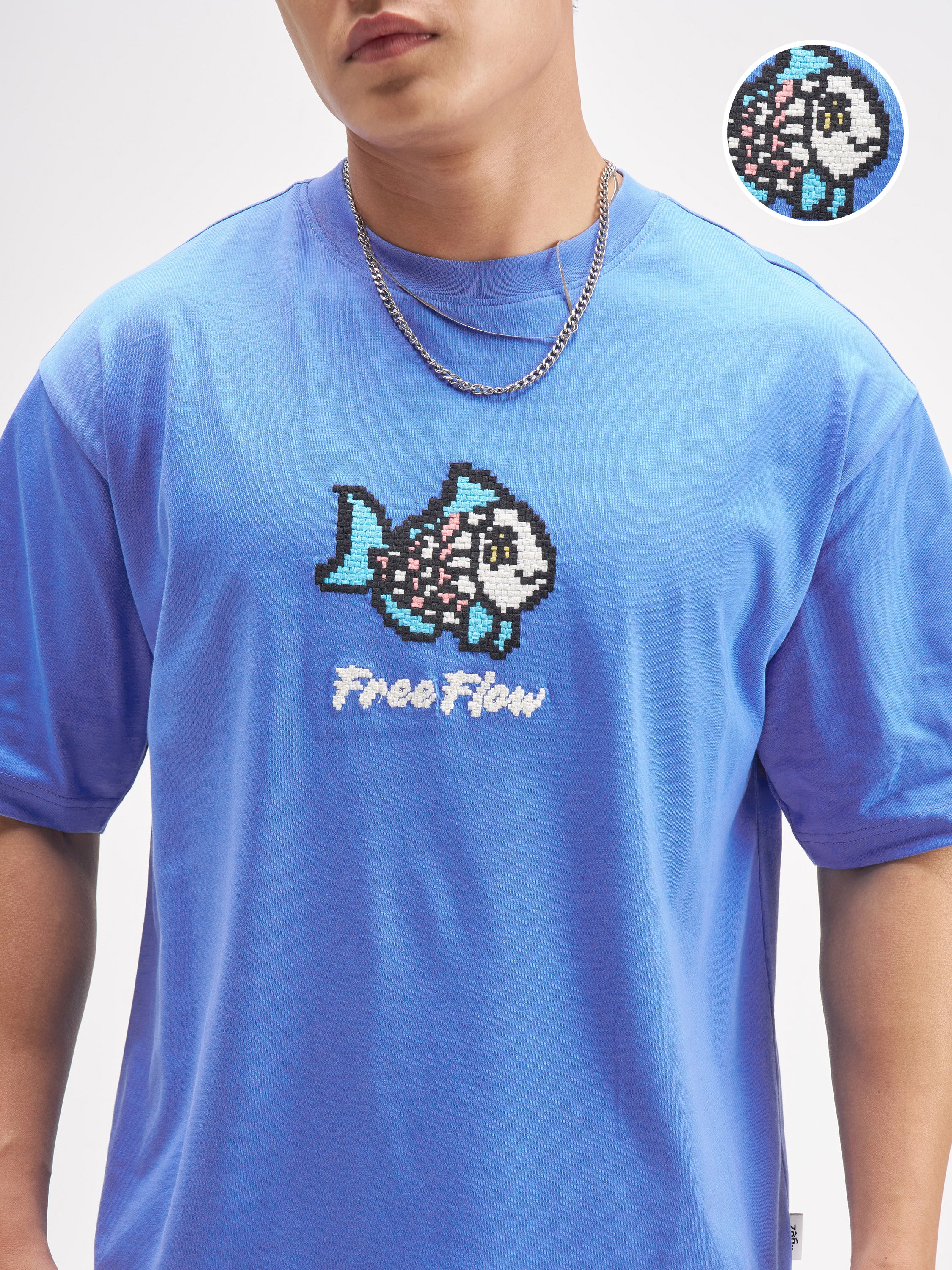 Highlander Men Blue Embroidered Round Neck T-Shirt - Blue - Image 5