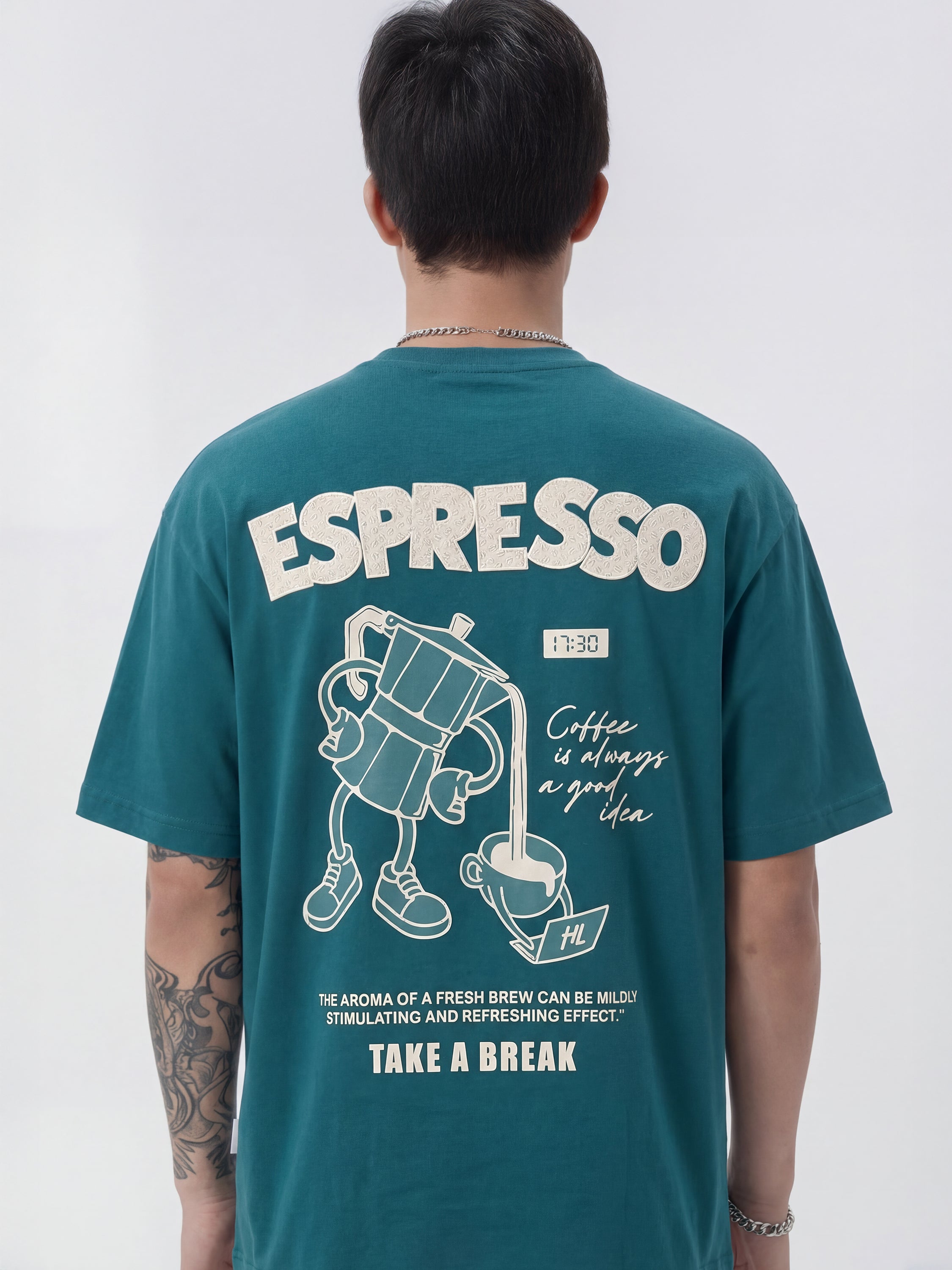 Highlander Men Teal Printed Round Neck T-Shirt - Teal - Image 3
