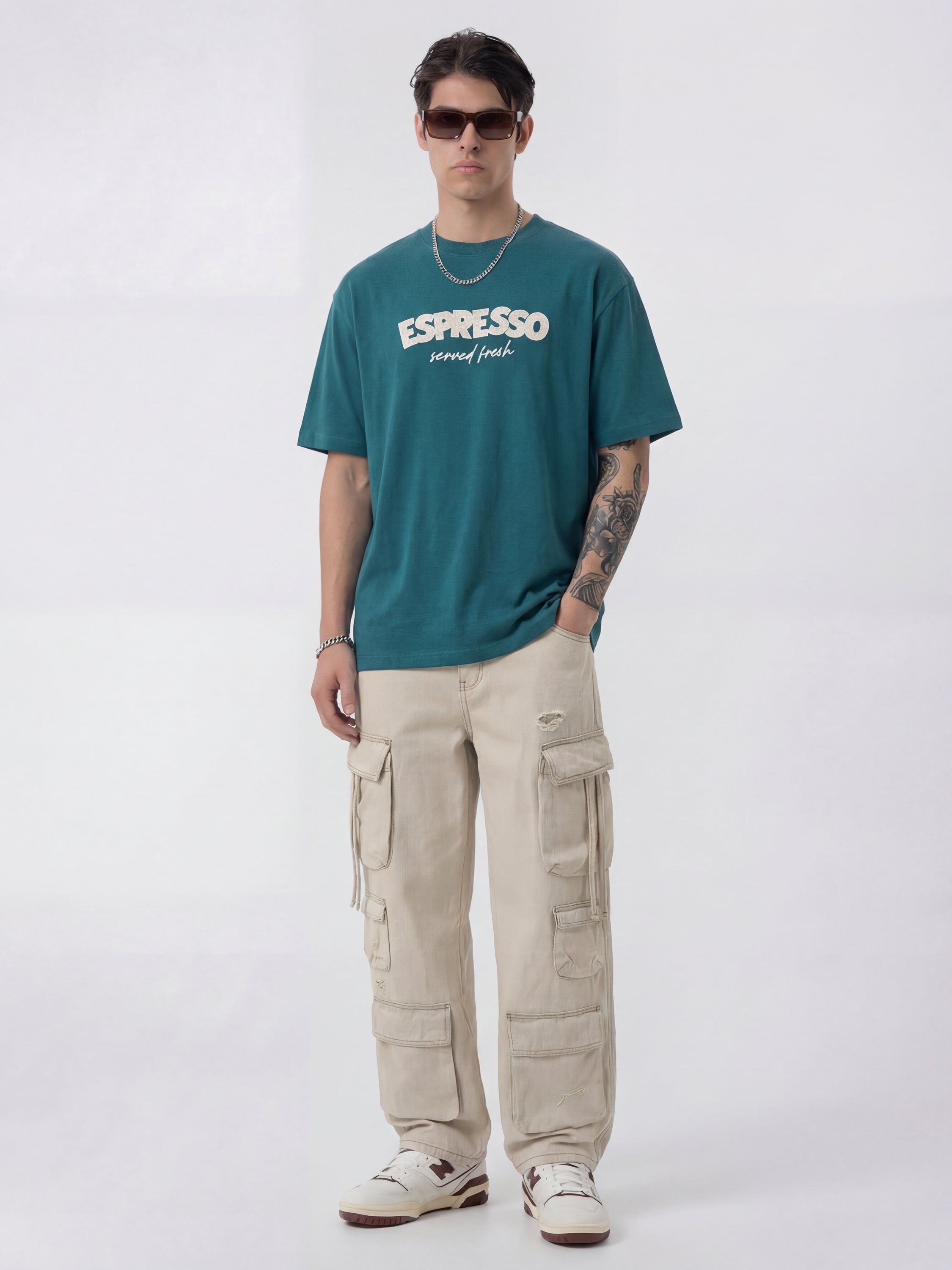 Highlander Men Teal Printed Round Neck T-Shirt - Teal - Image 4