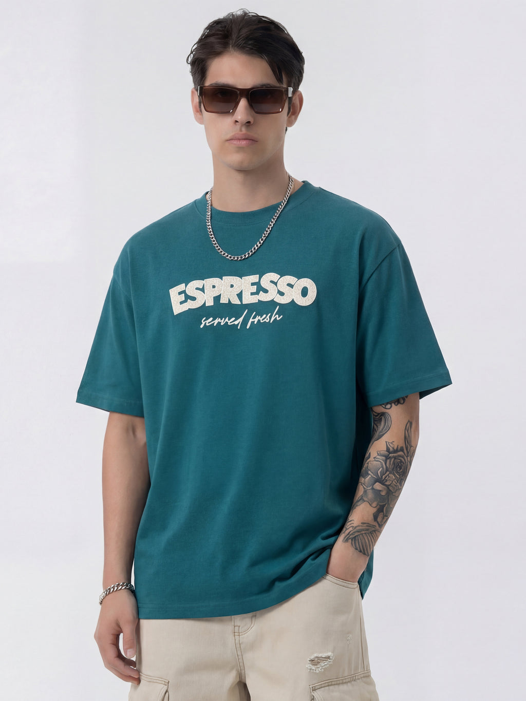 Highlander Men Teal Printed Round Neck T-Shirt - Teal - Image 5
