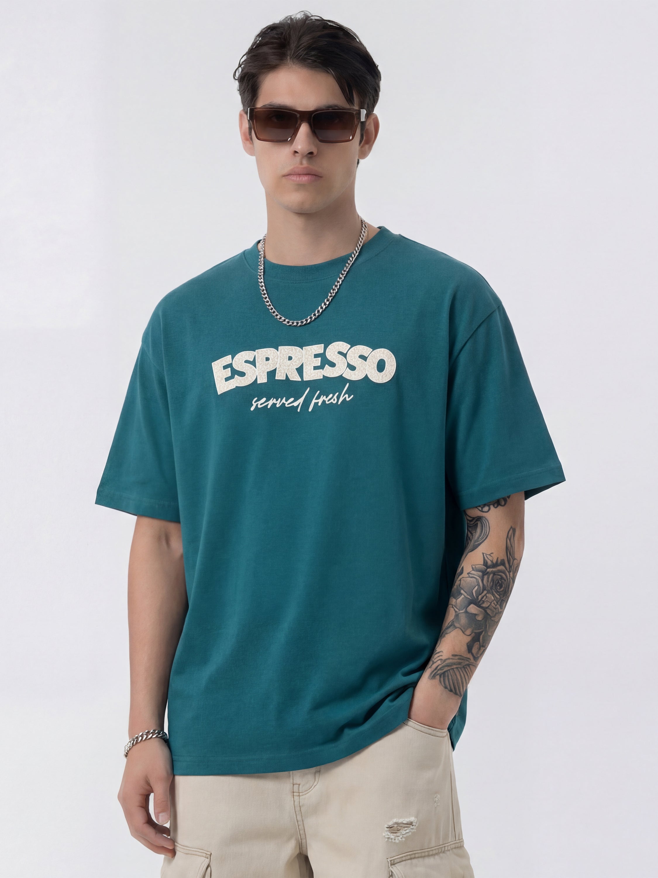 Highlander Men Teal Printed Round Neck T-Shirt - Teal - Image 5