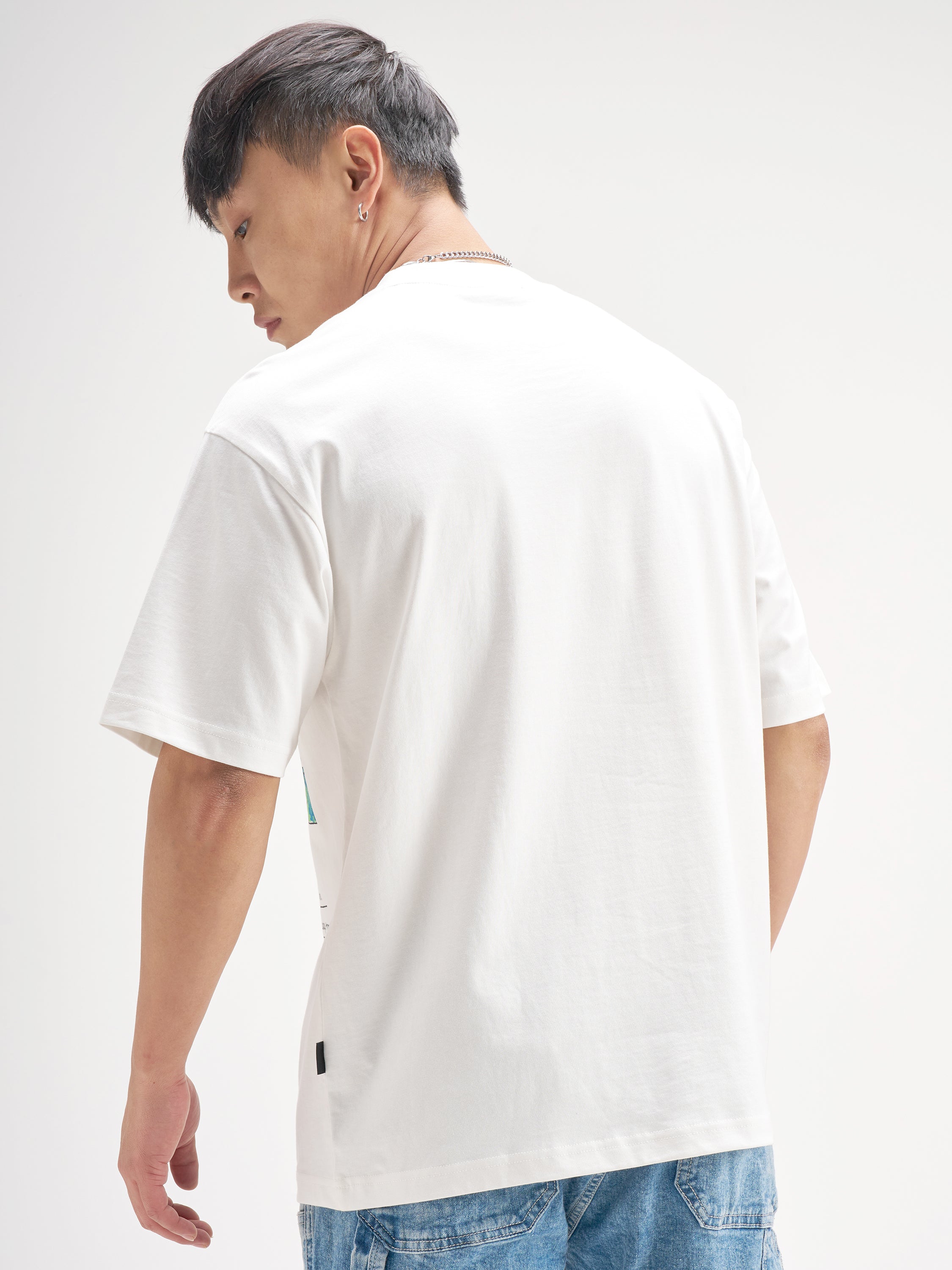 Highlander Men White Printed Round Neck T-Shirt - White - Image 3