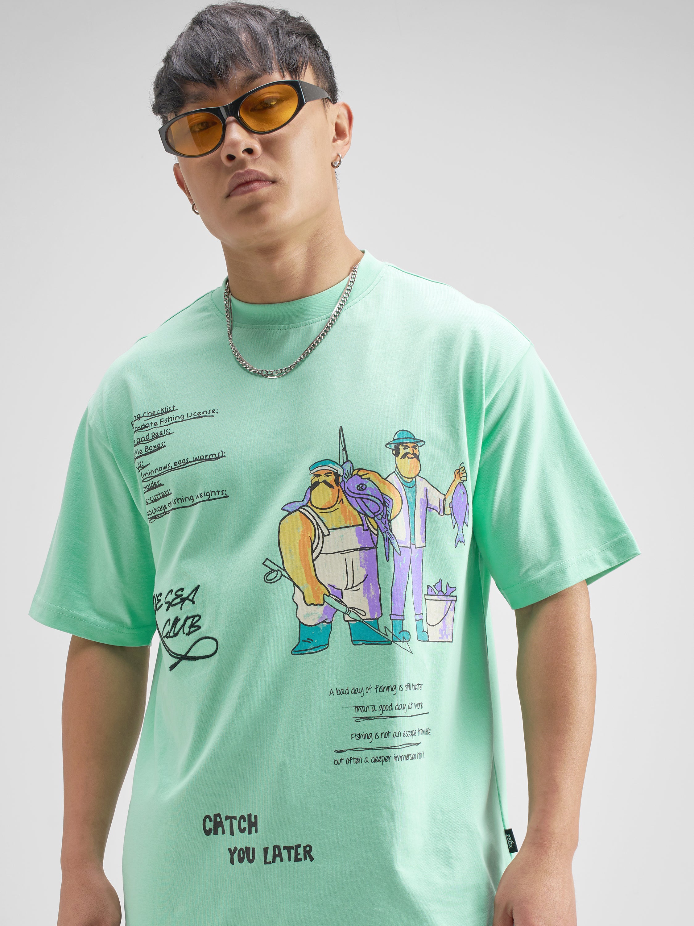 Highlander Men Turquoise Printed Round Neck T-Shirt - Turquoise - Image 1
