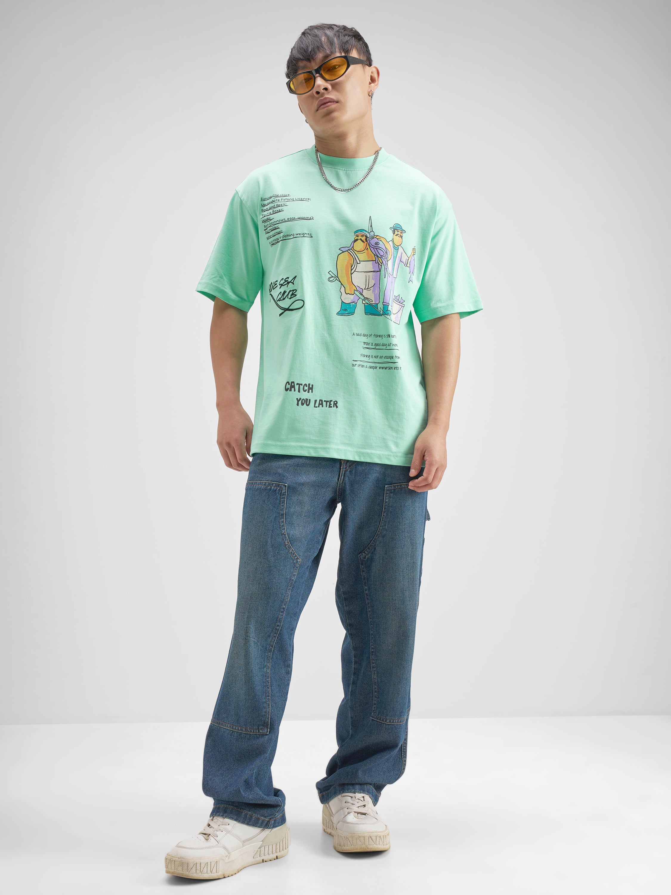 Highlander Men Turquoise Printed Round Neck T-Shirt - Turquoise - Image 2