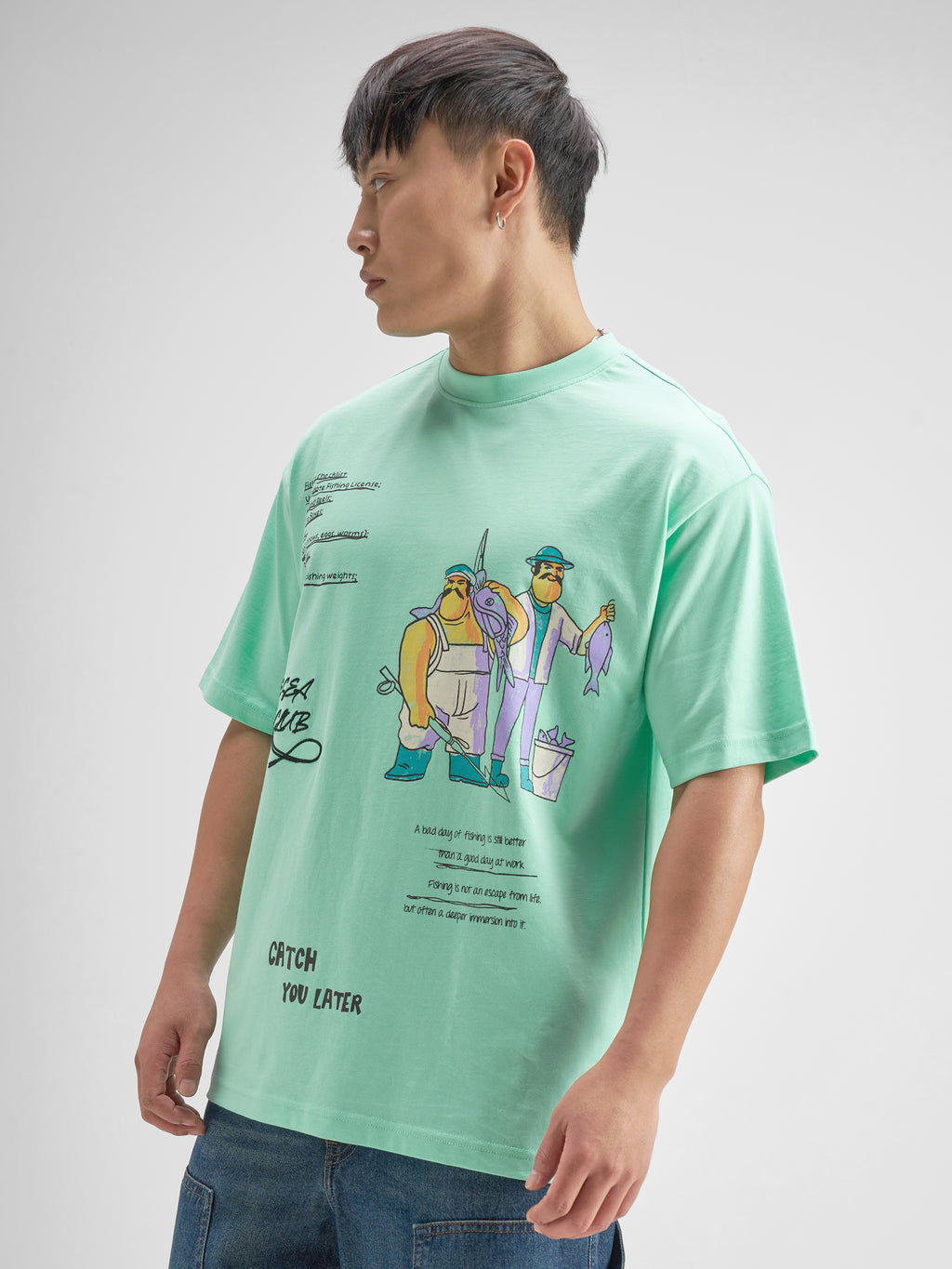 Highlander Men Turquoise Printed Round Neck T-Shirt - Turquoise - Image 4