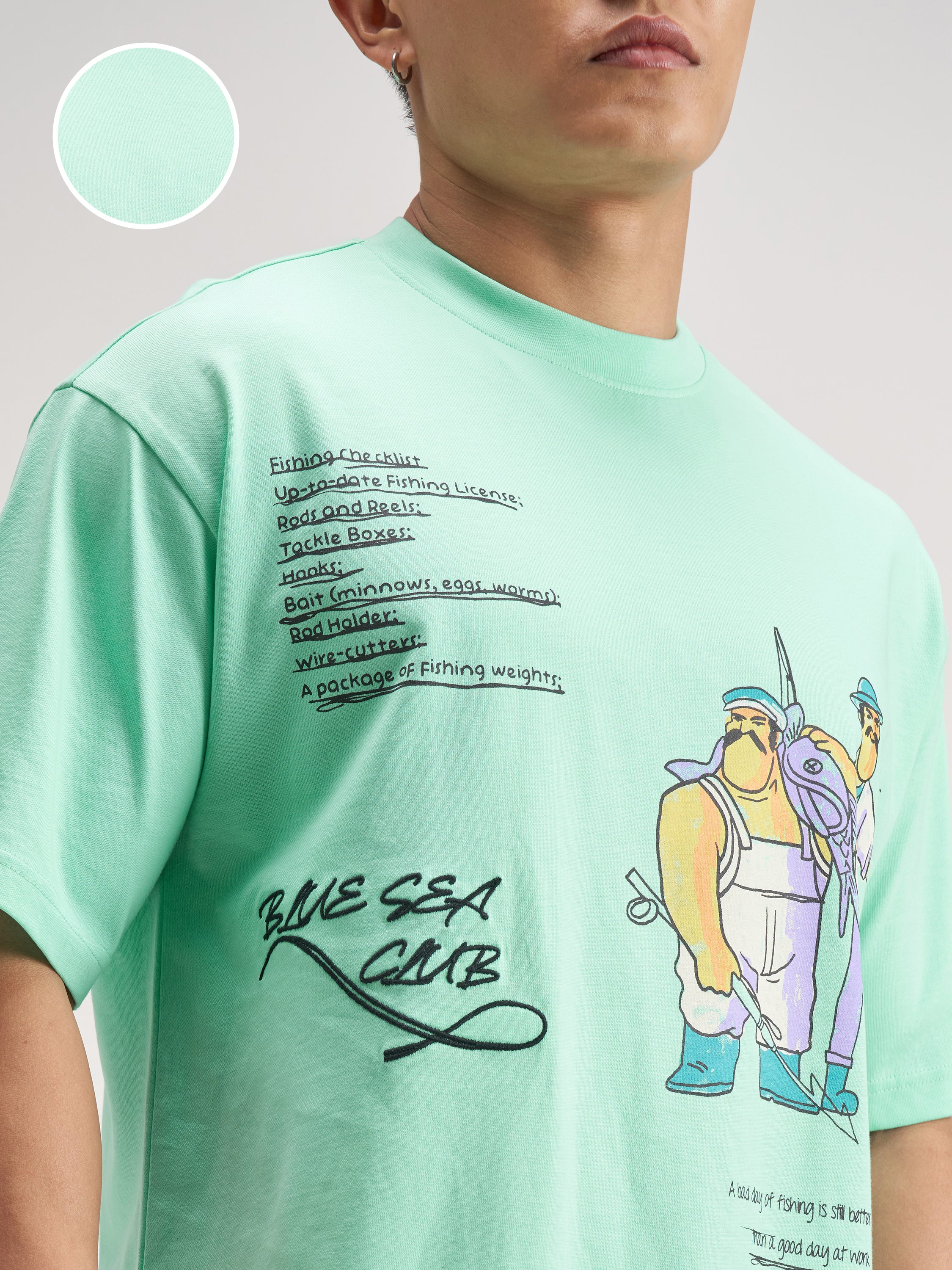 Highlander Men Turquoise Printed Round Neck T-Shirt - Turquoise - Image 5