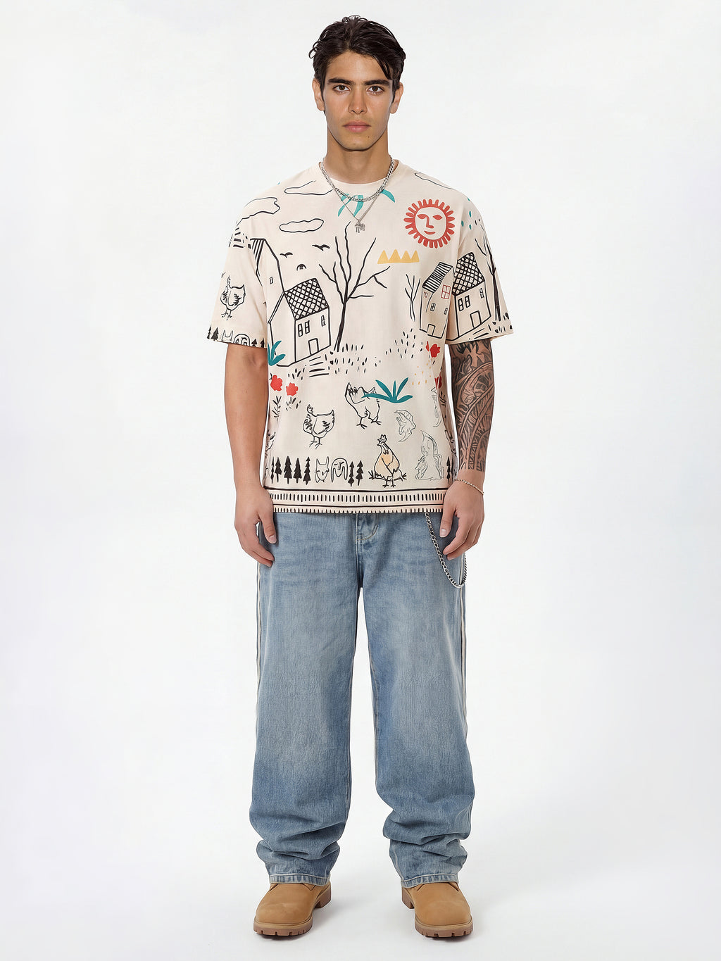 Highlander Men Off White Printed Round Neck T-Shirt - Off White - Image 5