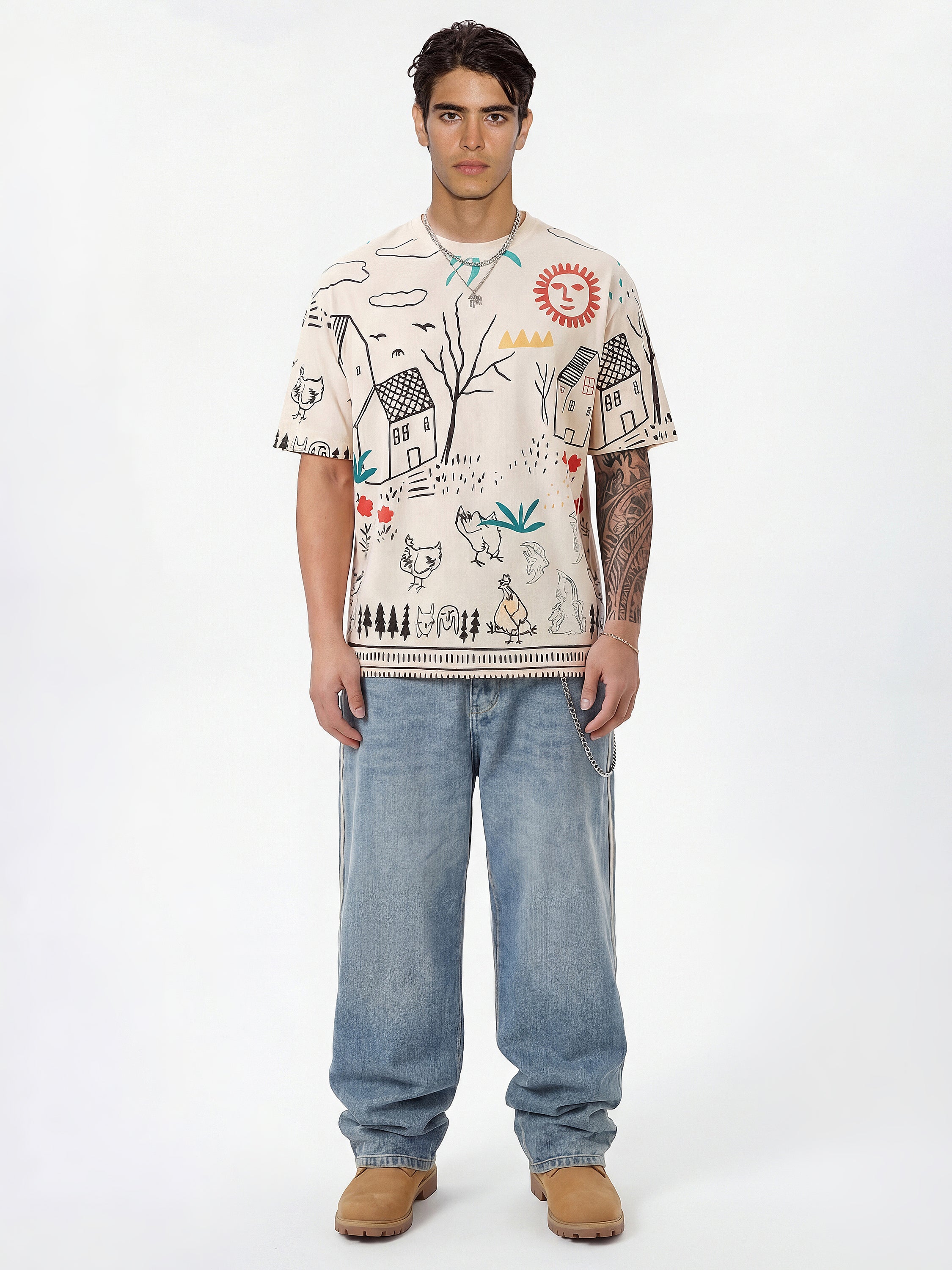 Highlander Men Off White Printed Round Neck T-Shirt - Off White - Image 5