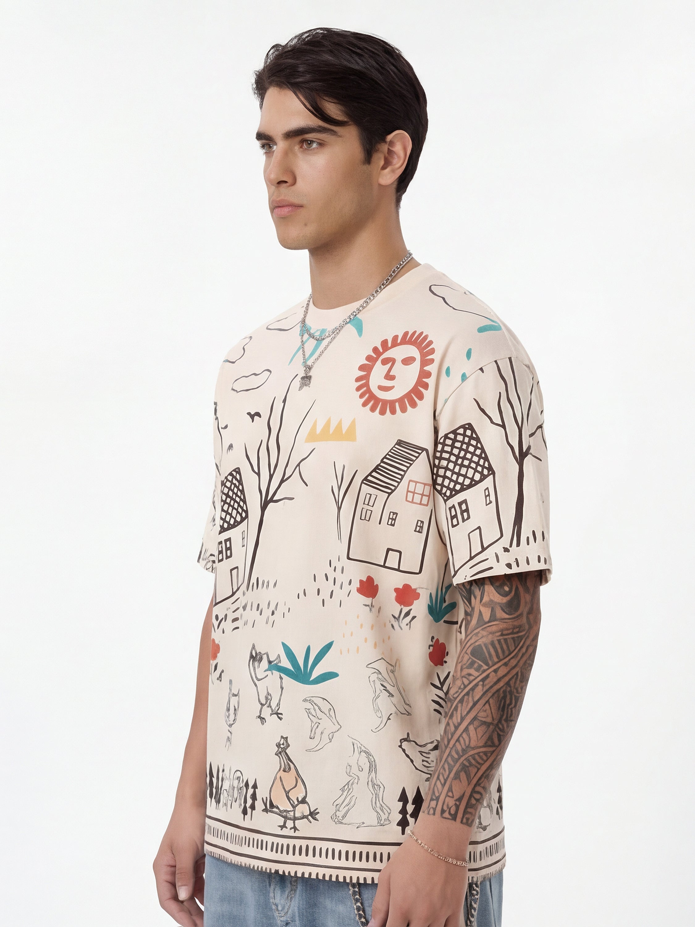 Highlander Men Off White Printed Round Neck T-Shirt - Off White - Image 7