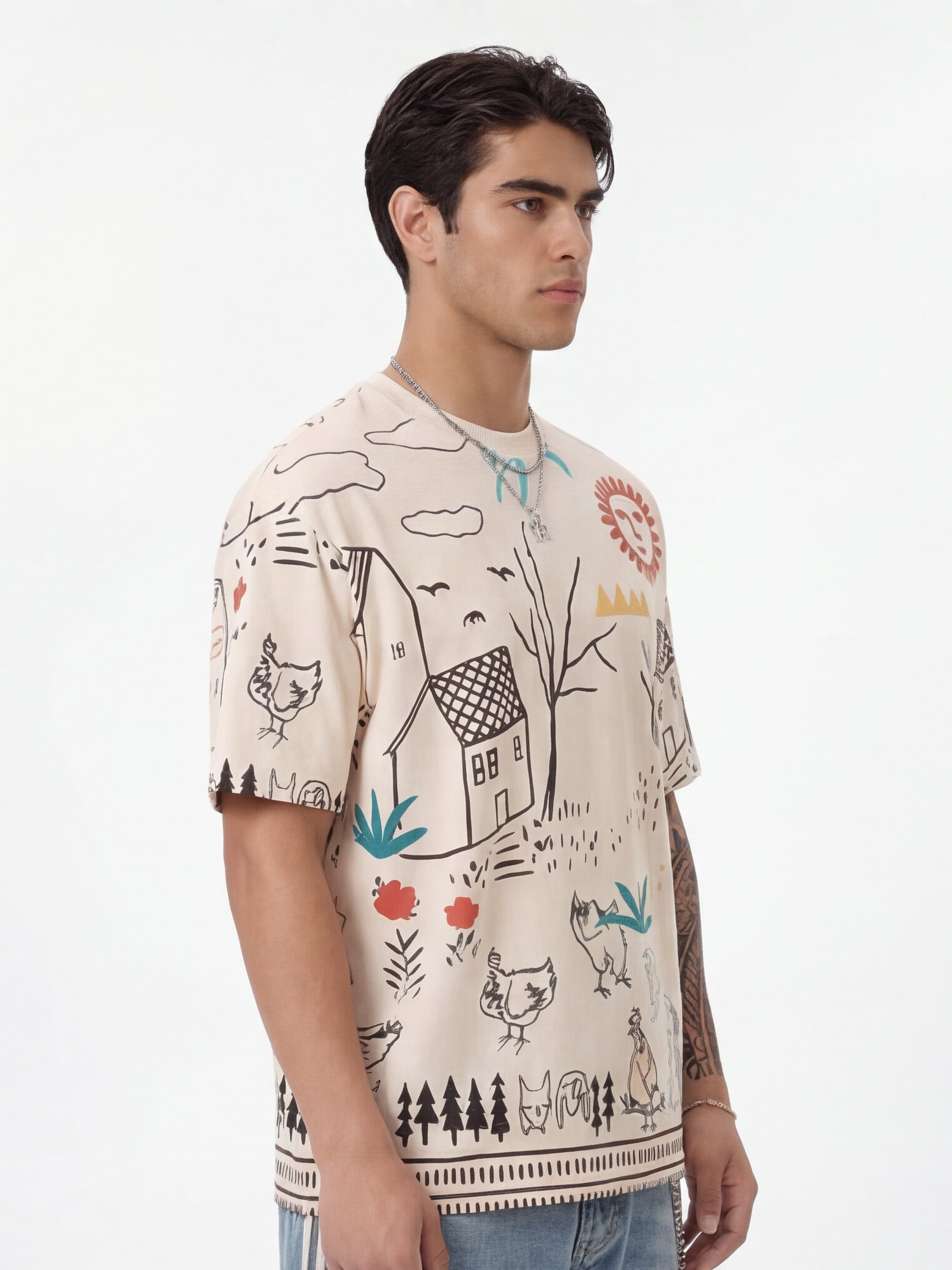Highlander Men Off White Printed Round Neck T-Shirt - Off White - Image 9