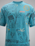 Highlander Men Blue Printed Round Neck T-Shirt - Blue - Image 1