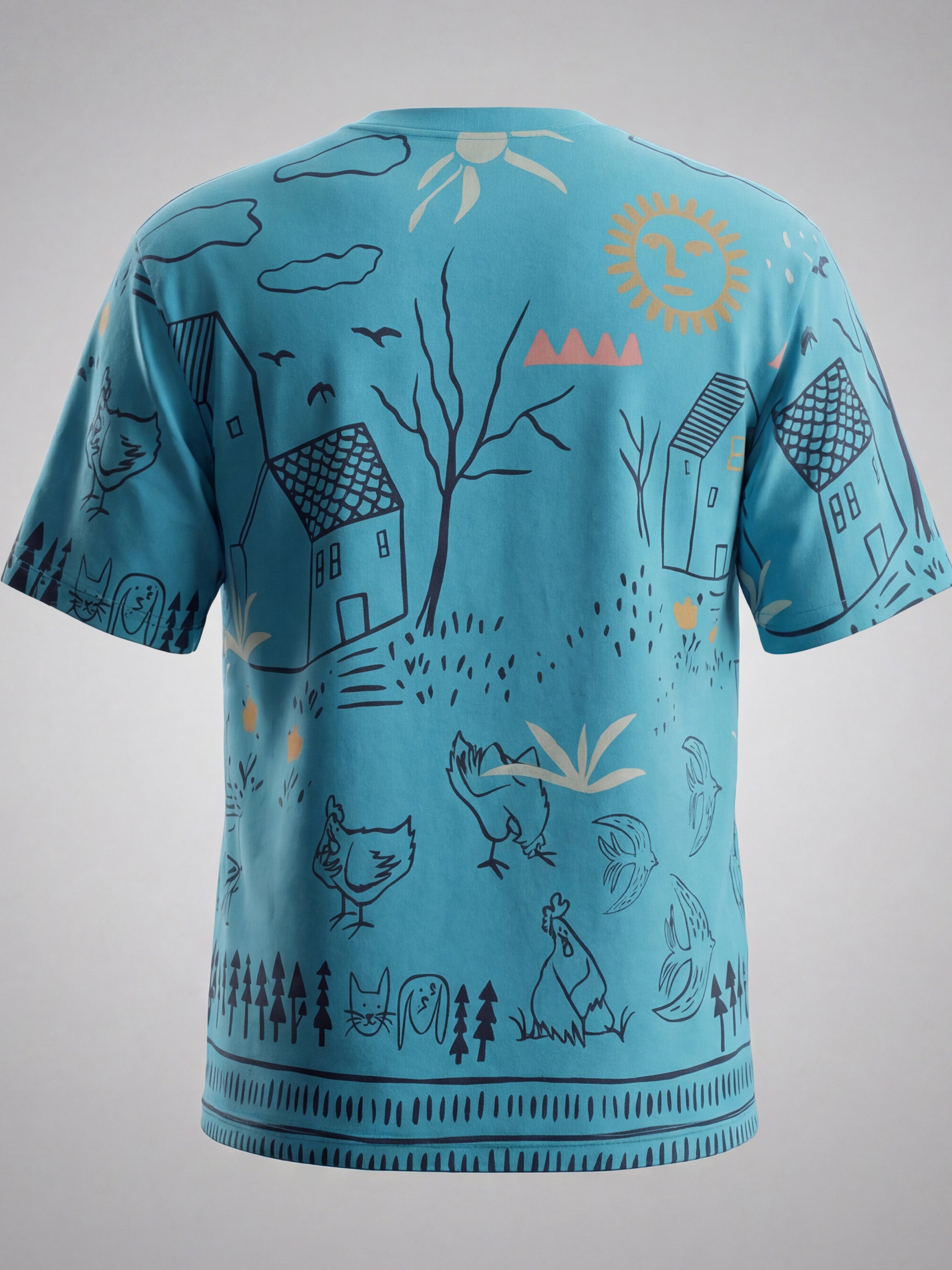 Highlander Men Blue Printed Round Neck T-Shirt - Blue - Image 2
