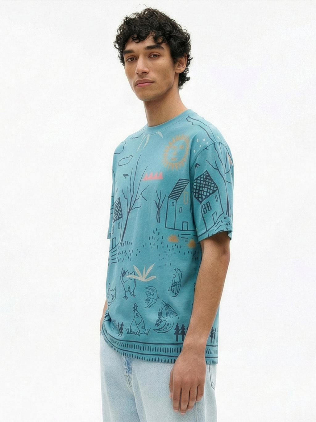 Highlander Men Blue Printed Round Neck T-Shirt - Blue - Image 6