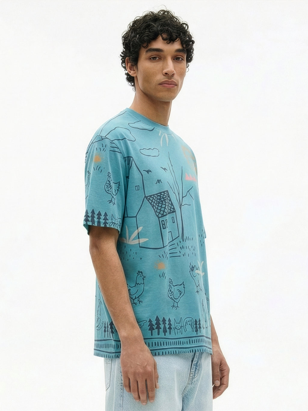 Highlander Men Blue Printed Round Neck T-Shirt - Blue - Image 7