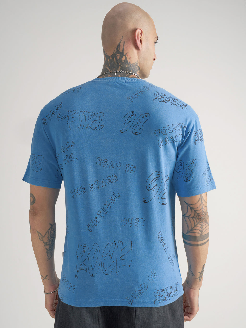 Highlander Men Blue Printed Round Neck T-Shirt - Blue - Image 3