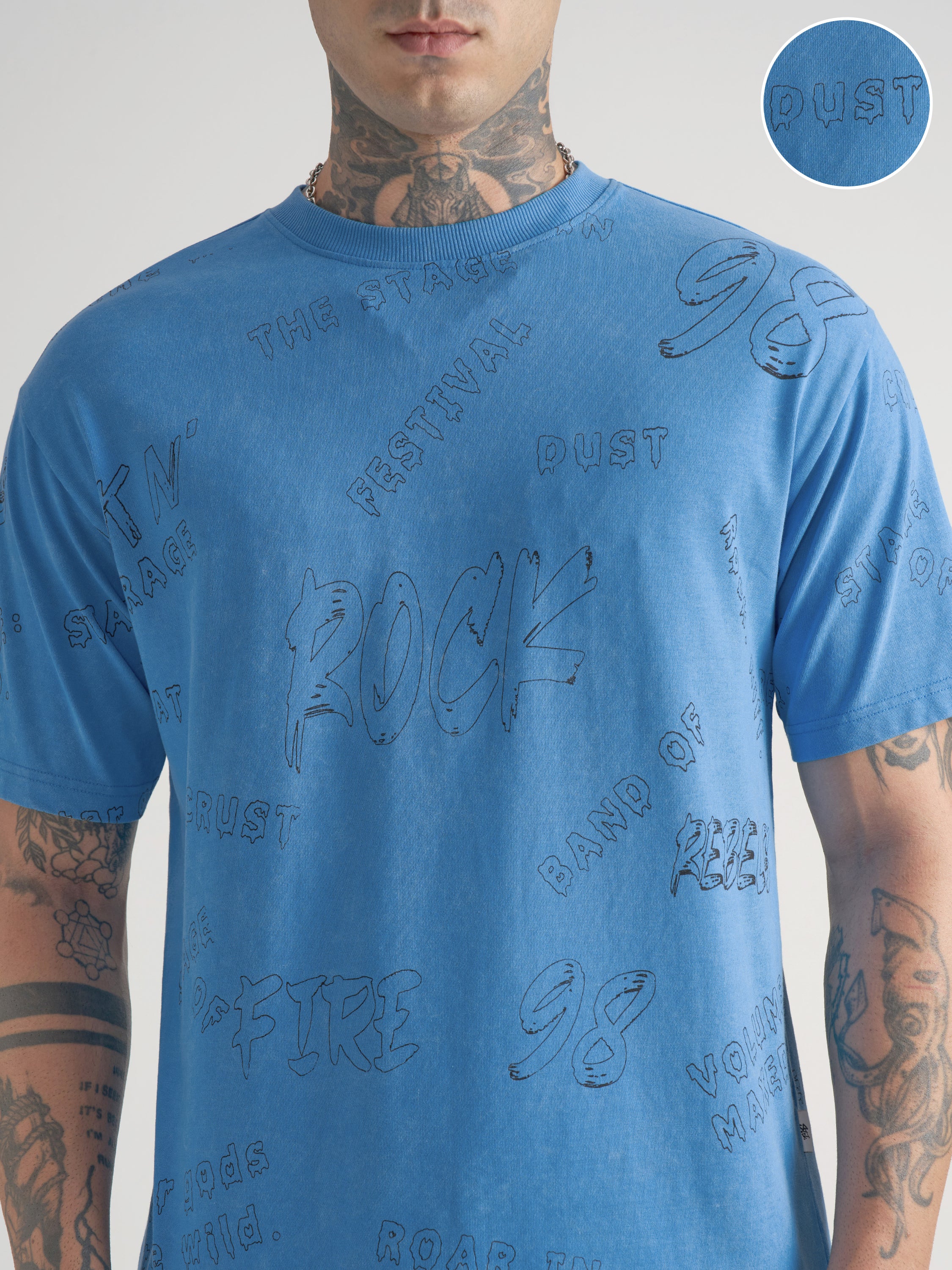 Highlander Men Blue Printed Round Neck T-Shirt - Blue - Image 5
