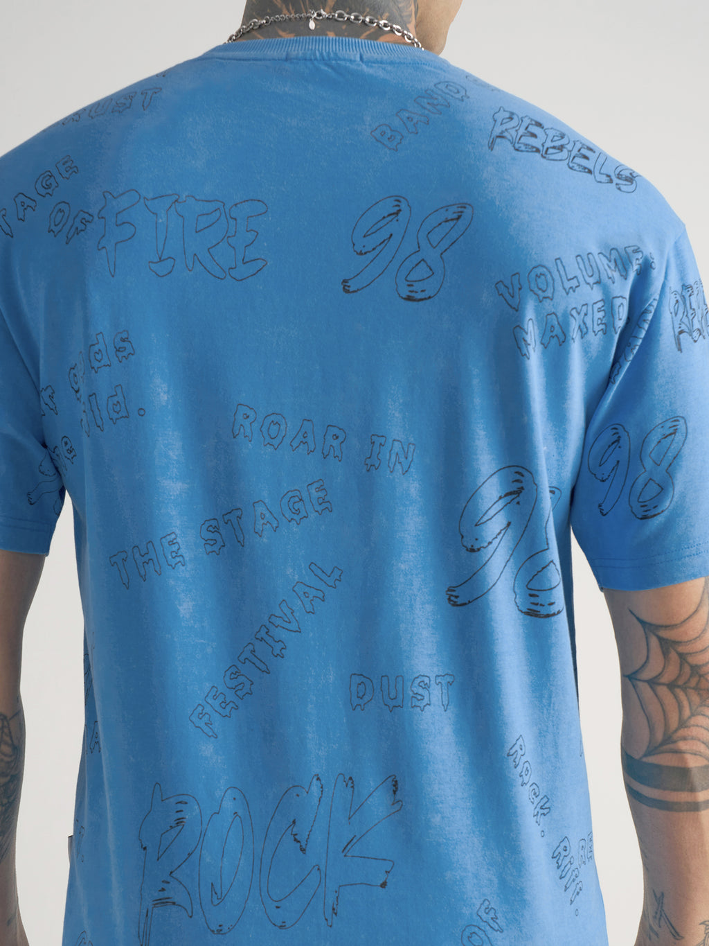 Highlander Men Blue Printed Round Neck T-Shirt - Blue - Image 7