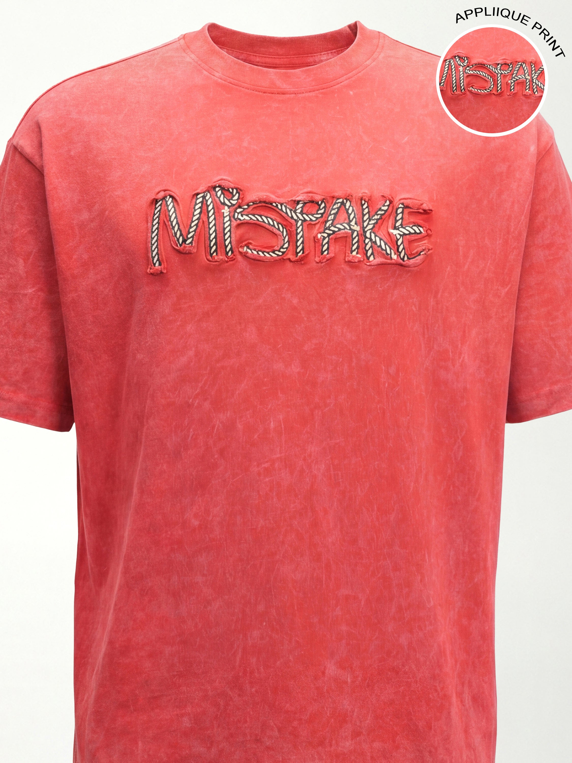 Highlander Men Red Applique Round Neck T-Shirt - Red - Image 1