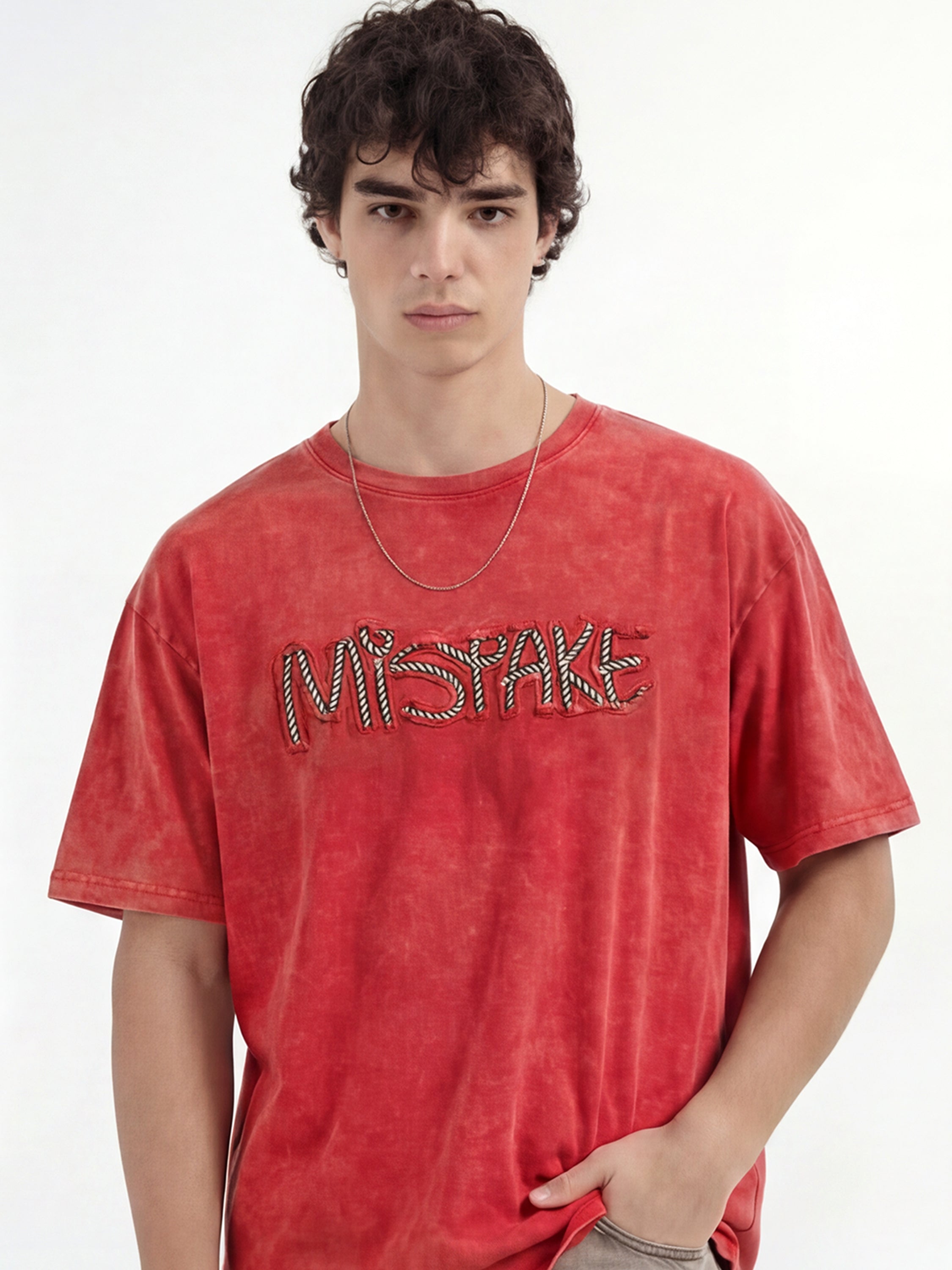 Highlander Men Red Applique Round Neck T-Shirt - Red - Image 3