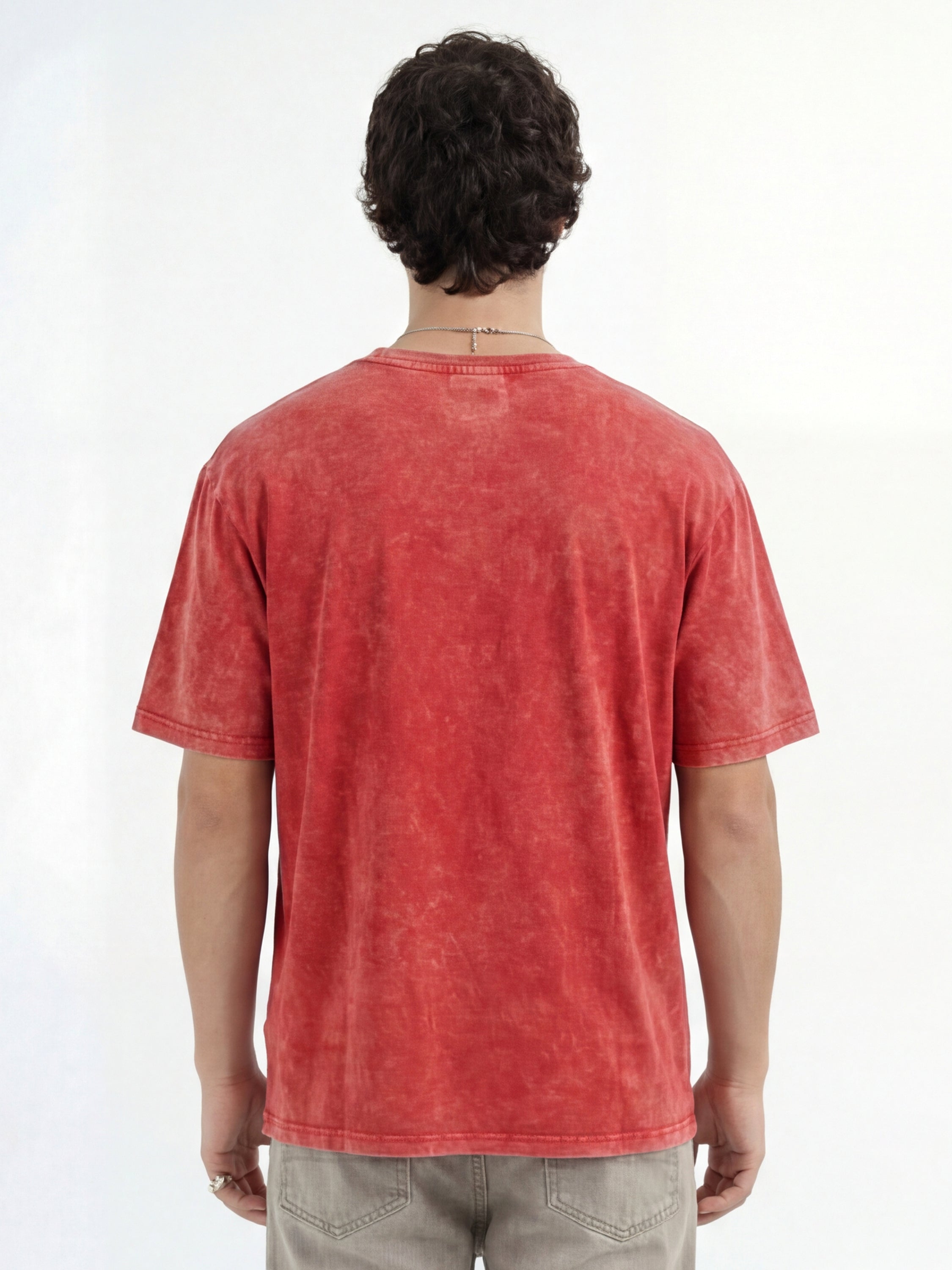 Highlander Men Red Applique Round Neck T-Shirt - Red - Image 5