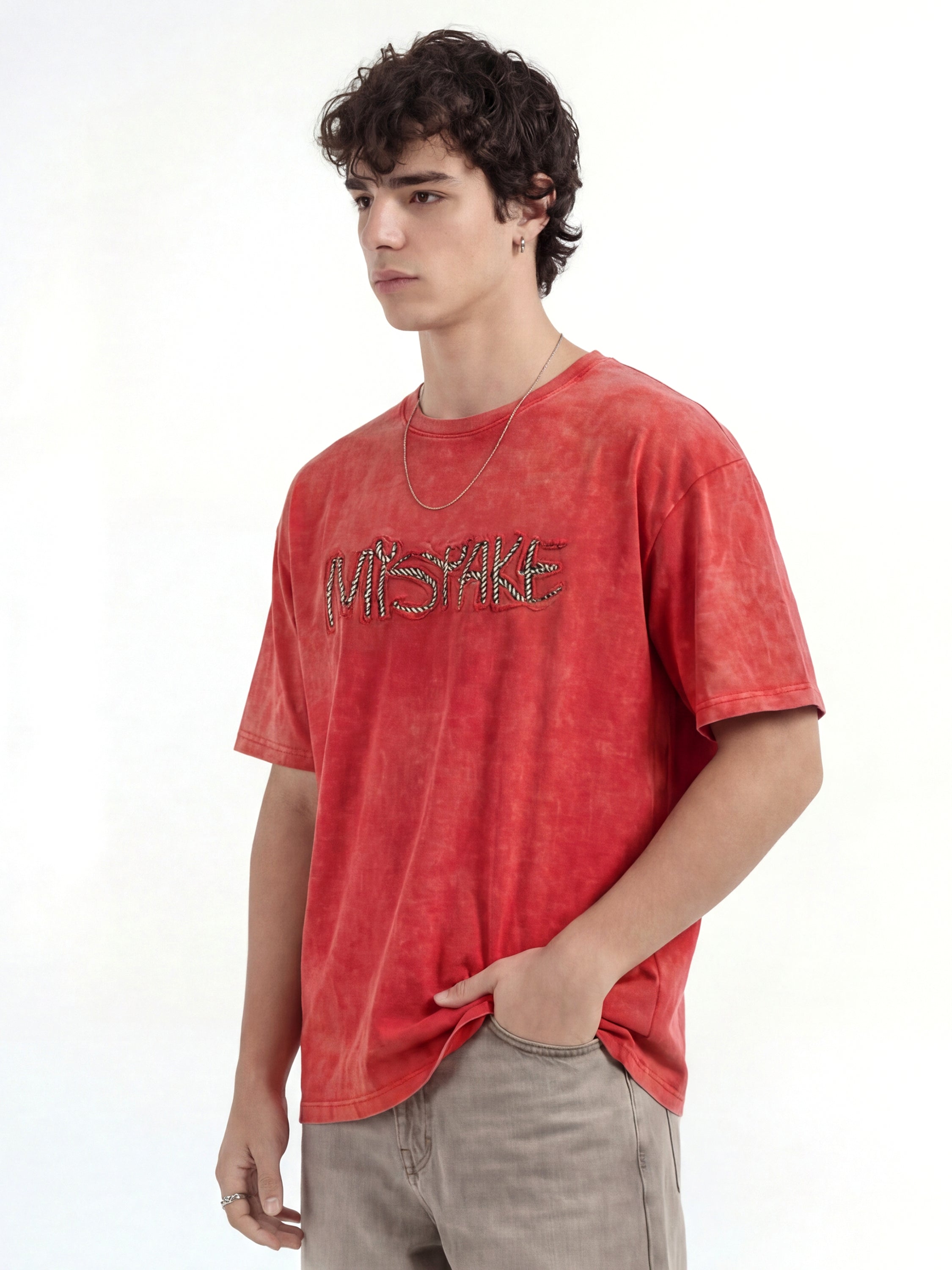 Highlander Men Red Applique Round Neck T-Shirt - Red - Image 6