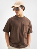 Highlander Men Brown Solid Round Neck T-Shirt - Brown - Image 1