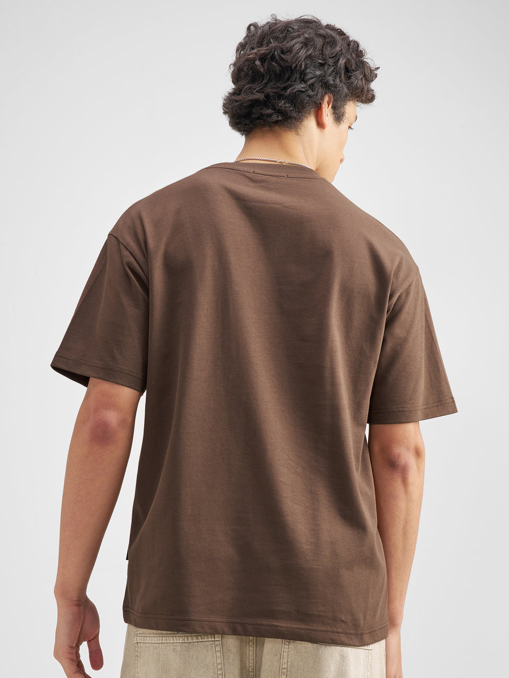 Highlander Men Brown Solid Round Neck T-Shirt - Brown - Image 3