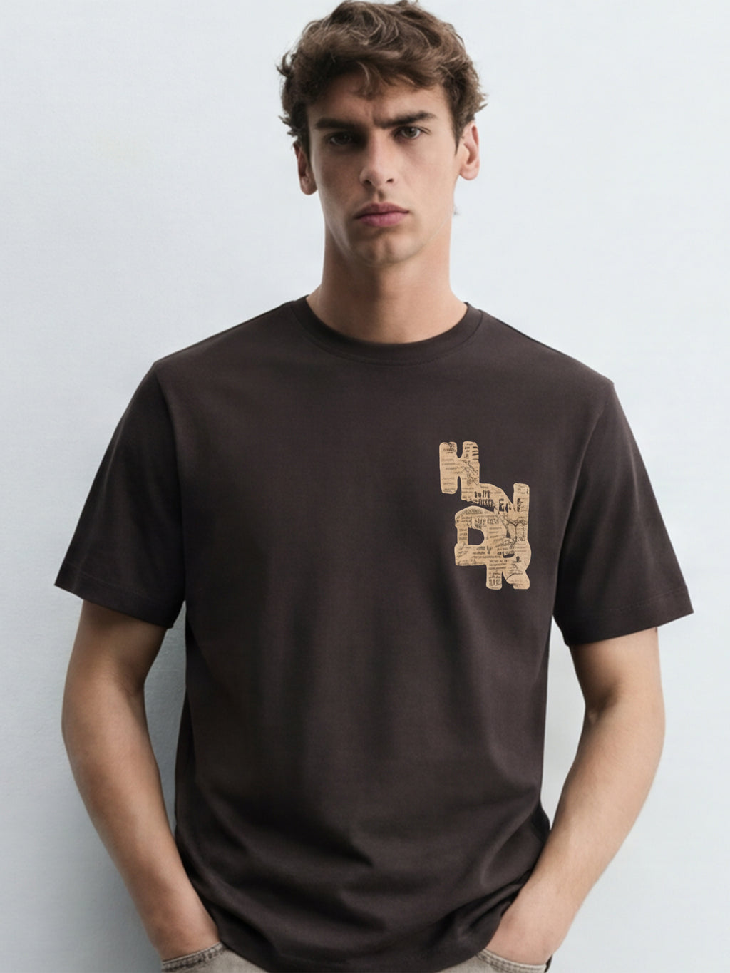 Highlander Men Brown Printed Round Neck T-Shirt - Brown - Image 5