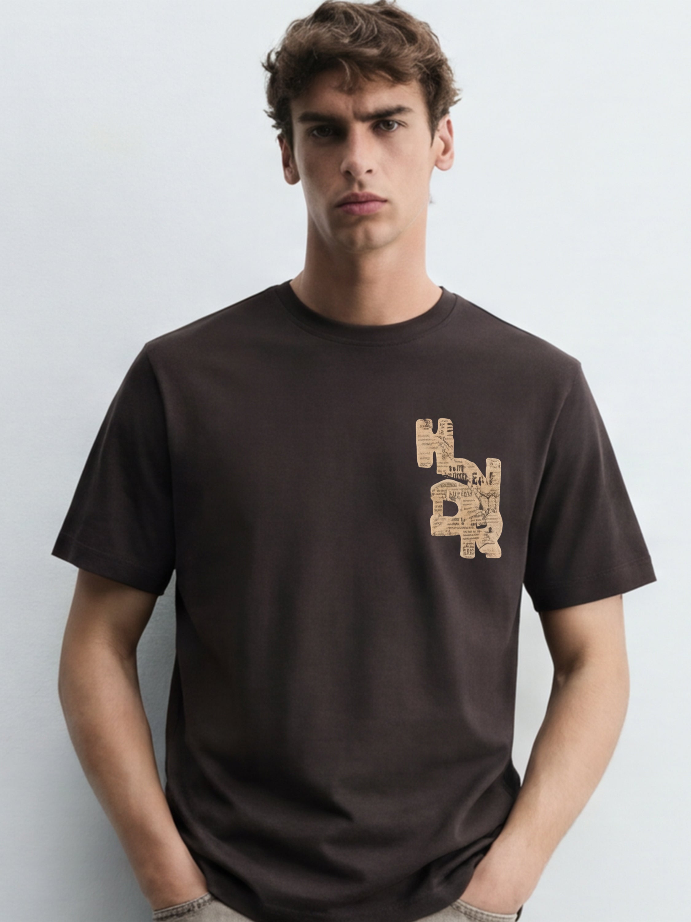 Highlander Men Brown Printed Round Neck T-Shirt - Brown - Image 5