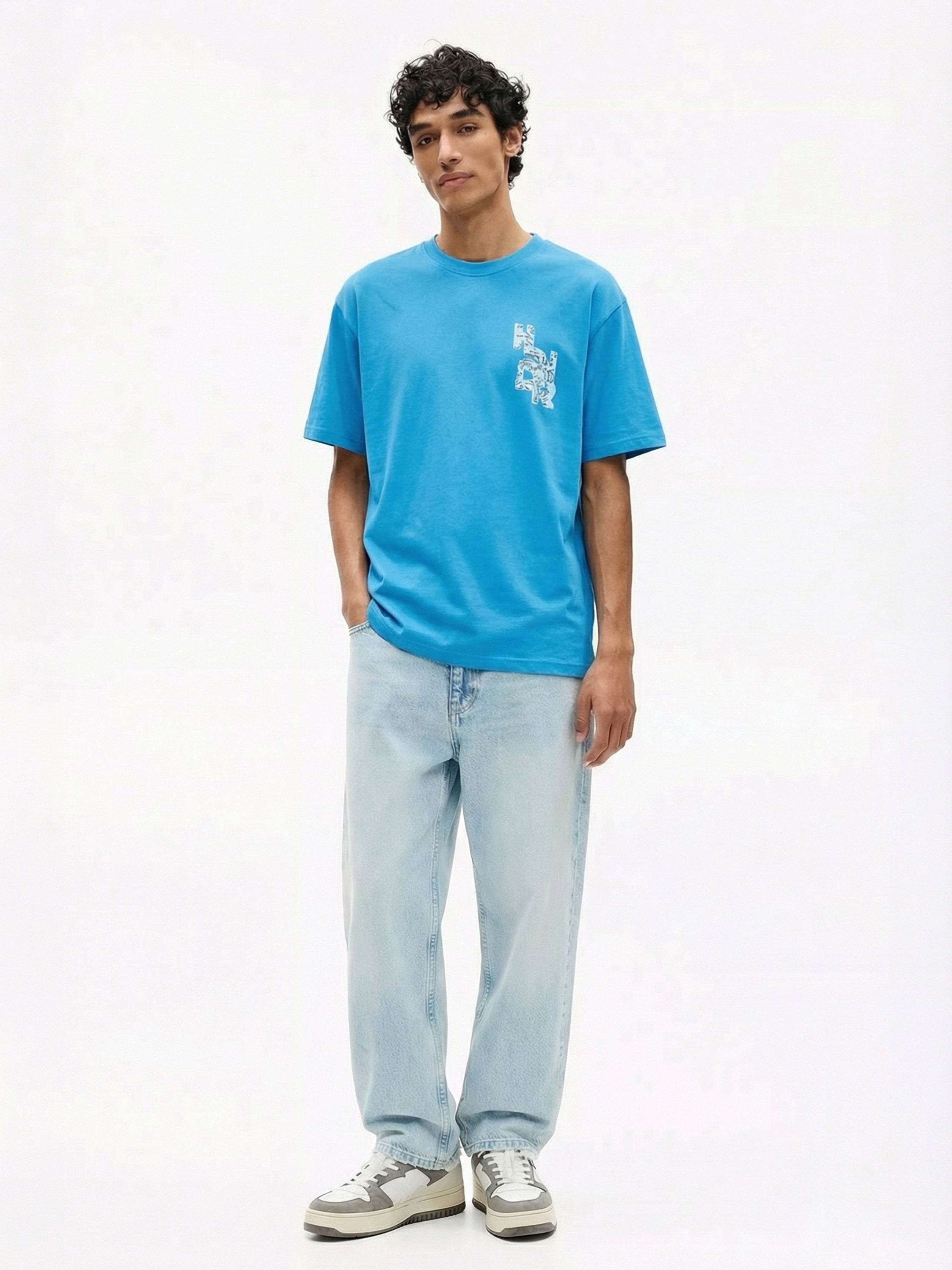 Highlander Men Blue Printed Round Neck T-Shirt - Blue - Image 4