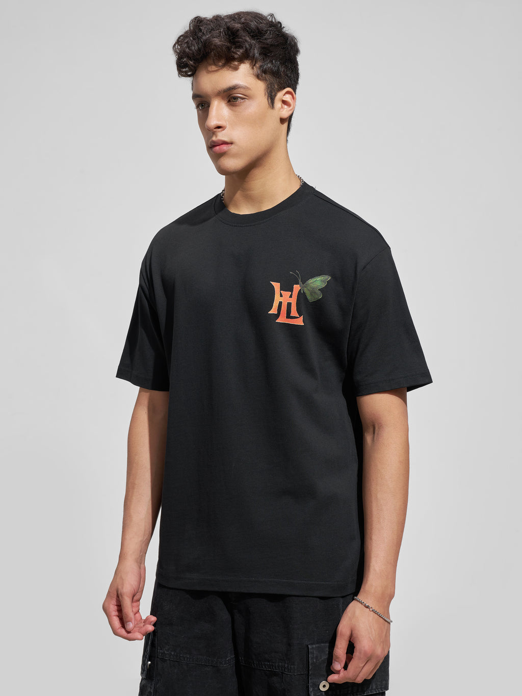 Highlander Men Black Printed Round Neck T-Shirt