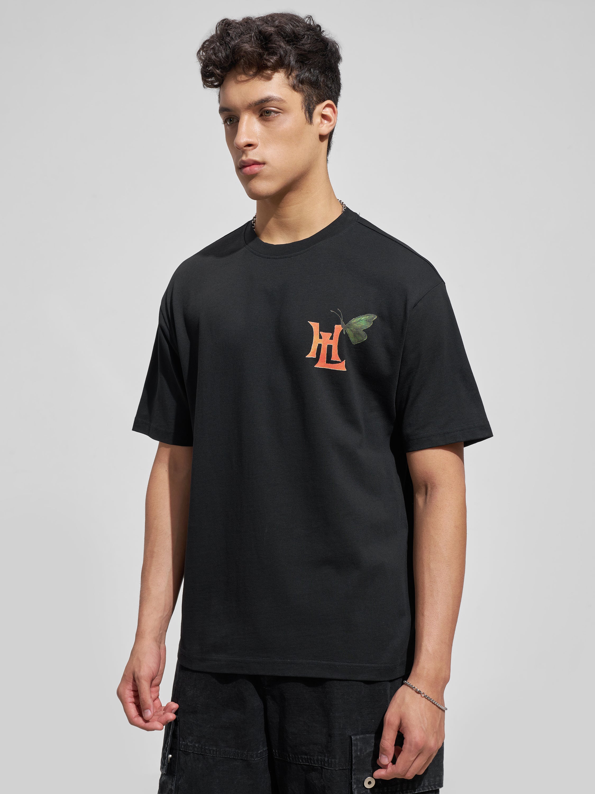 Highlander Men Black Printed Round Neck T-Shirt