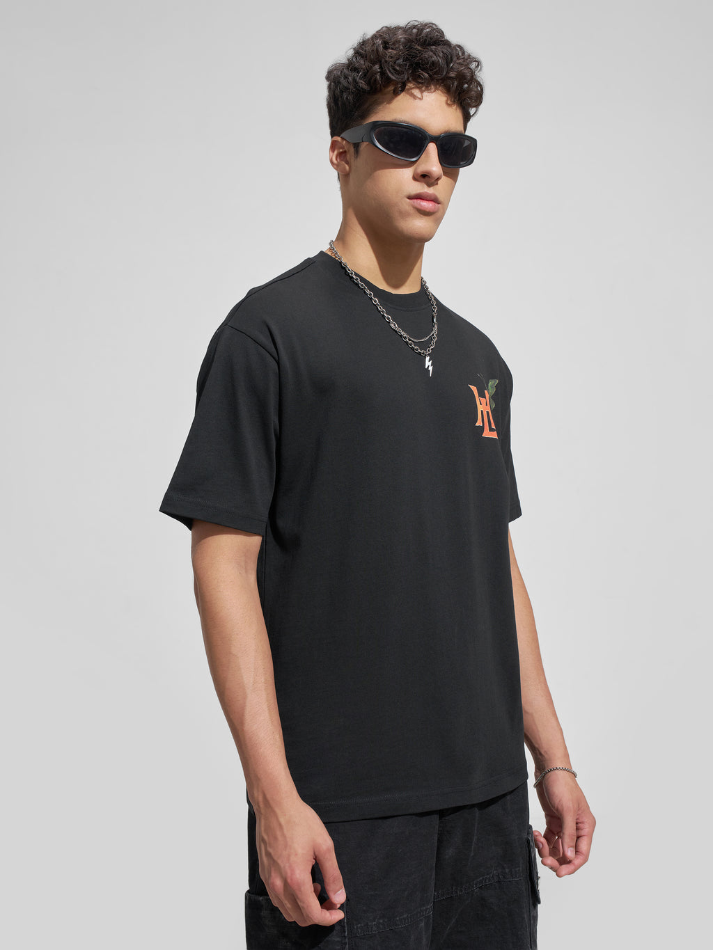 Highlander Men Black Printed Round Neck T-Shirt