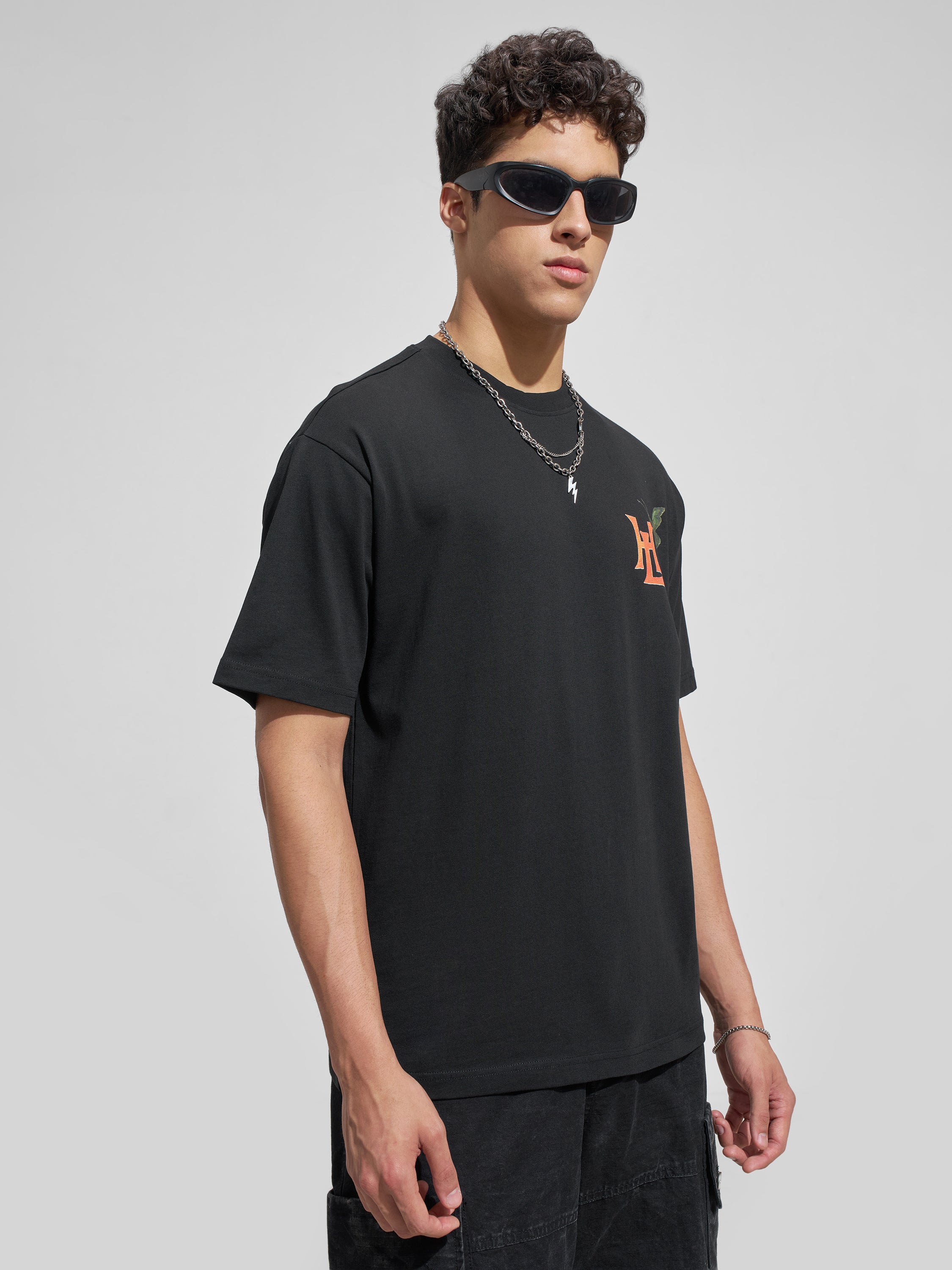 Highlander Men Black Printed Round Neck T-Shirt