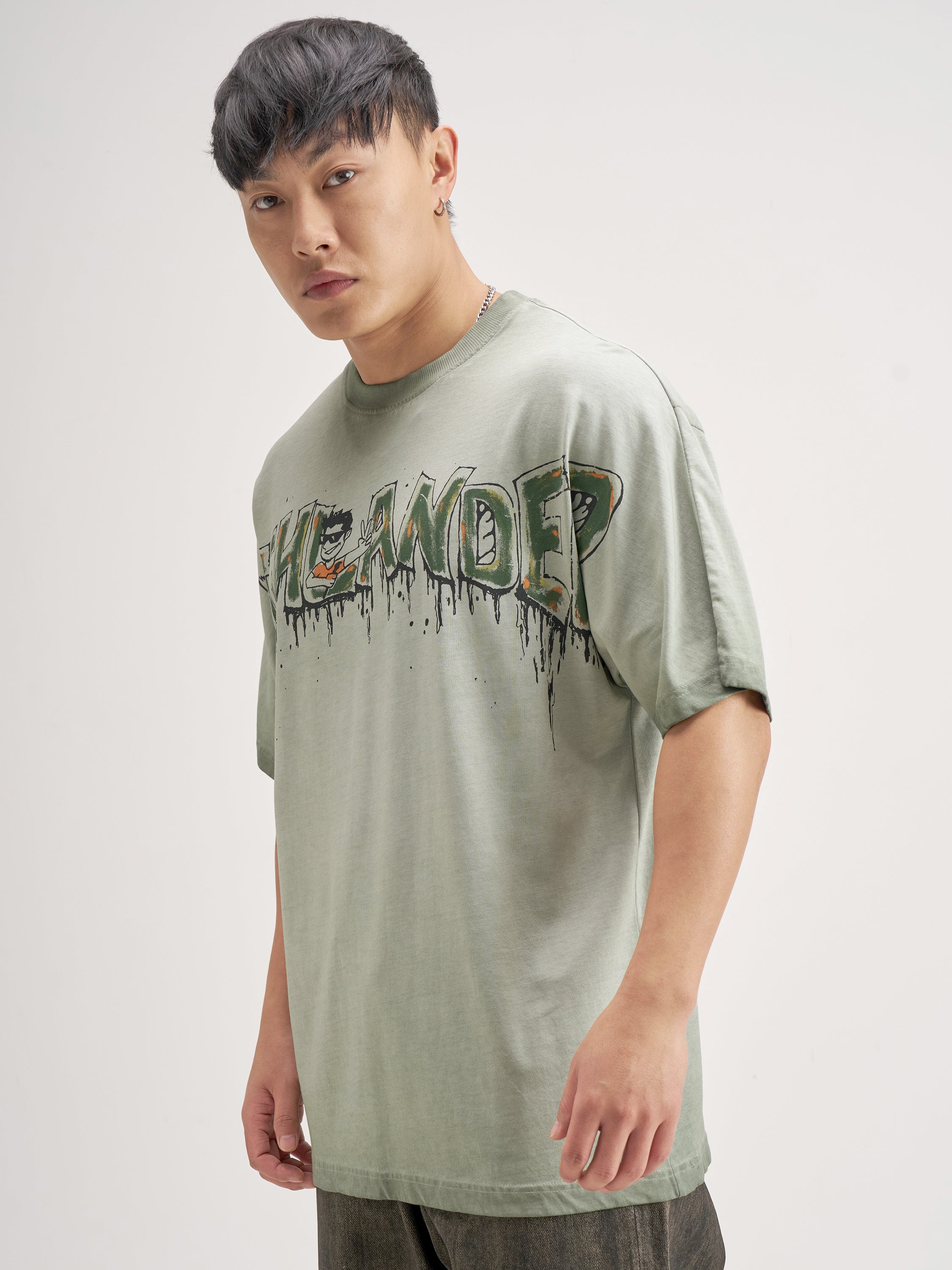 Highlander Men Olive Printed Round Neck T-Shirt - Olive - Image 4