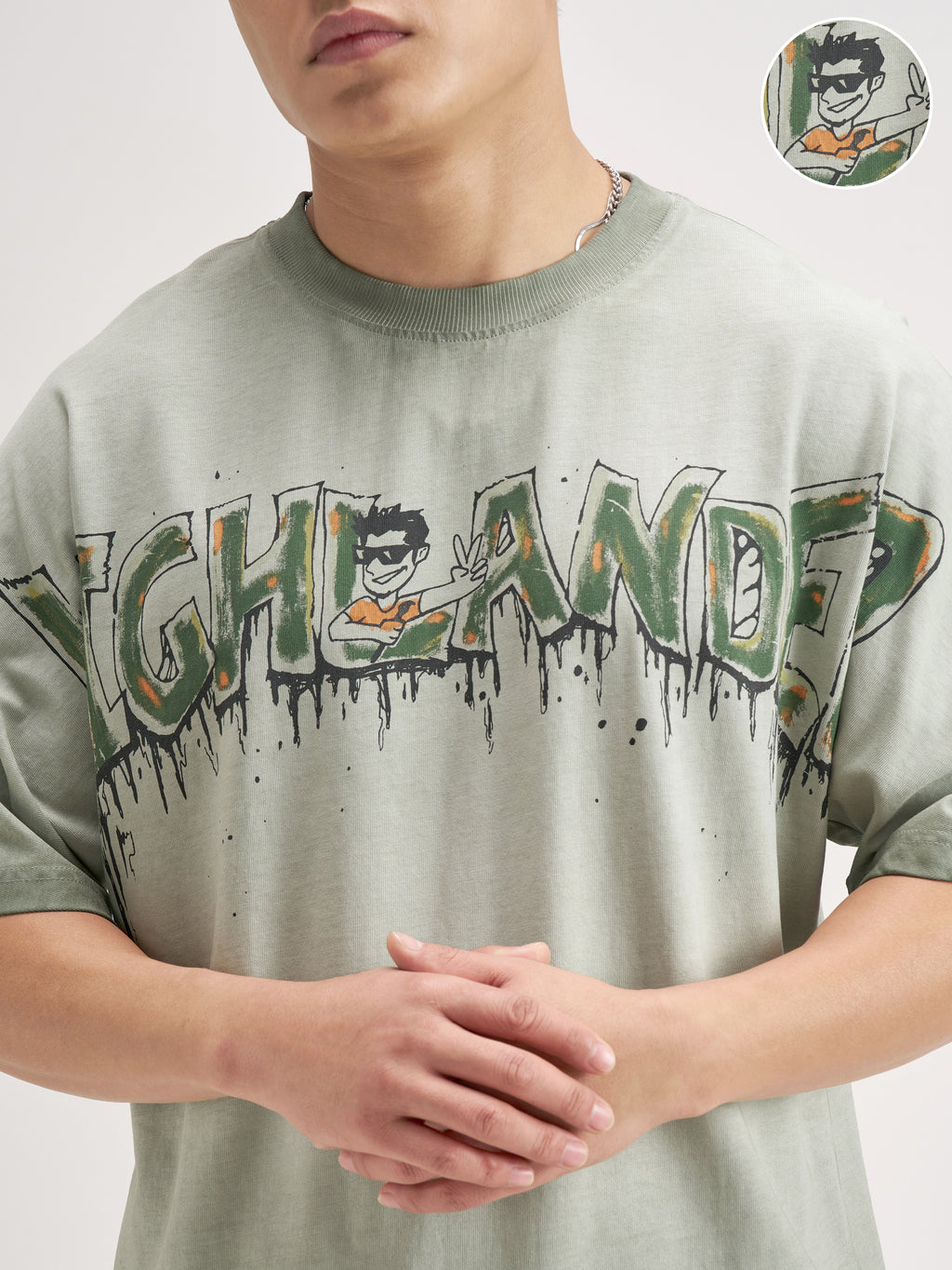 Highlander Men Olive Printed Round Neck T-Shirt - Olive - Image 5