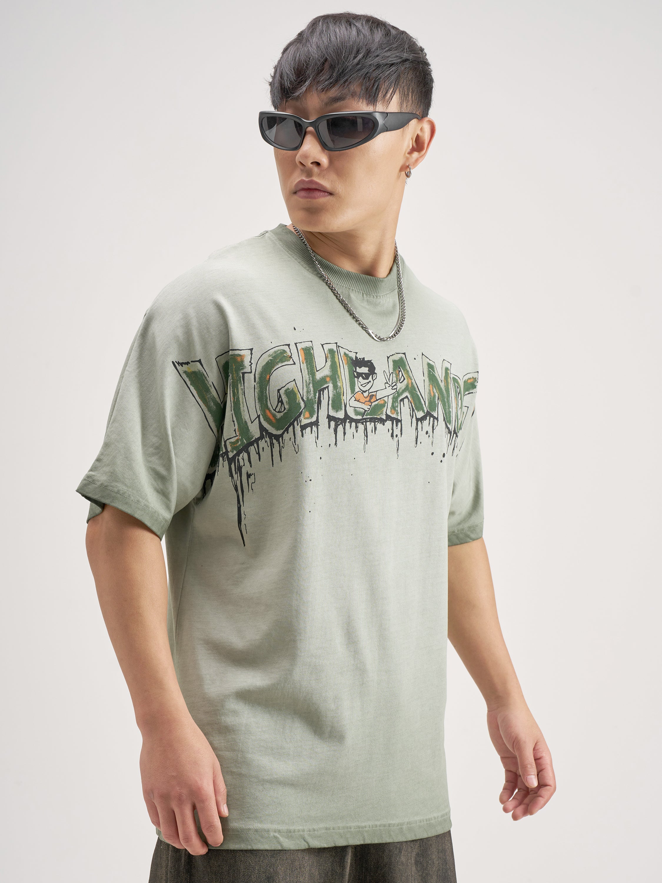 Highlander Men Olive Printed Round Neck T-Shirt - Olive - Image 6