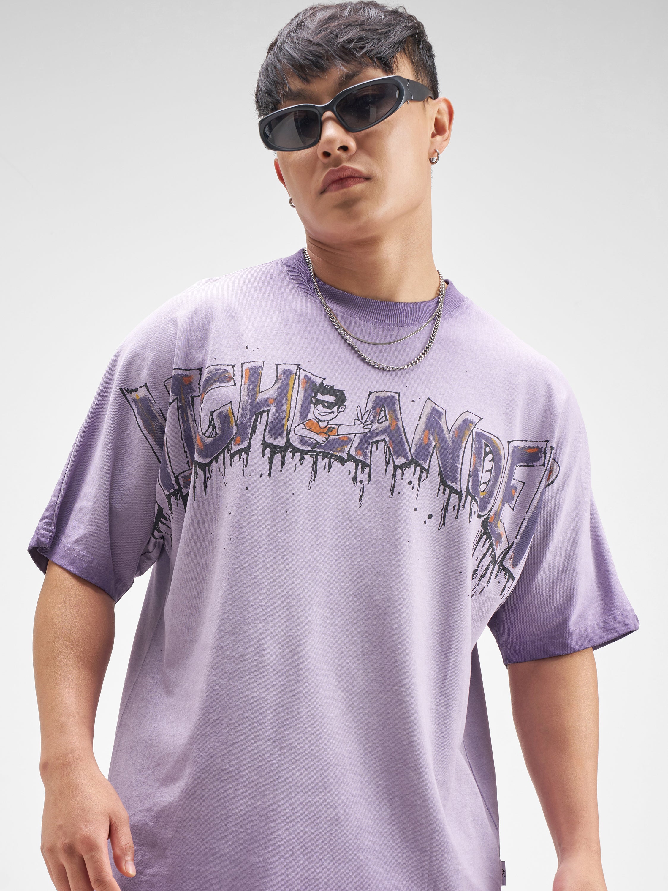 Highlander Men Purple Printed Round Neck T-Shirt - Purple - Image 1