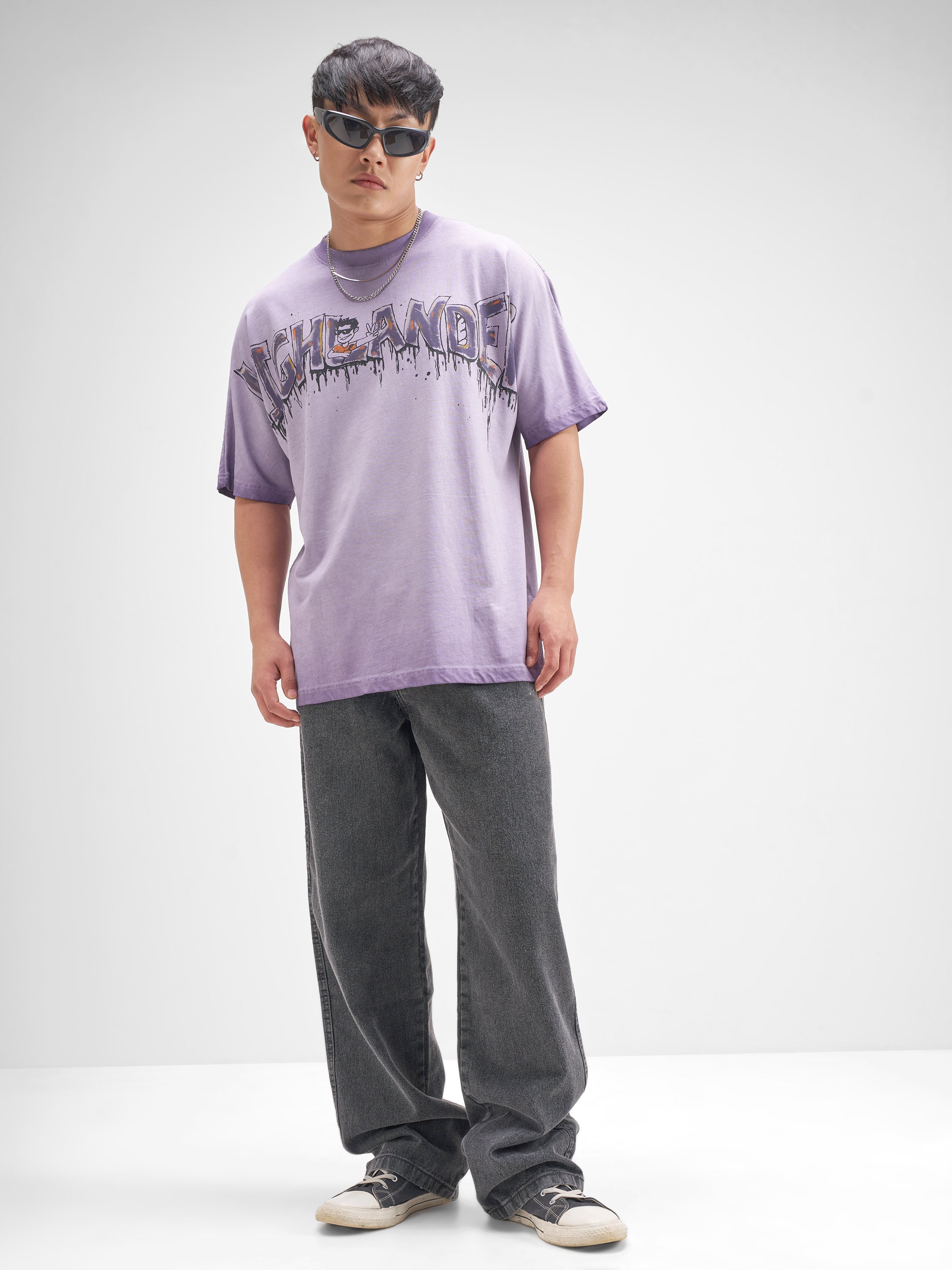 Highlander Men Purple Printed Round Neck T-Shirt - Purple - Image 2
