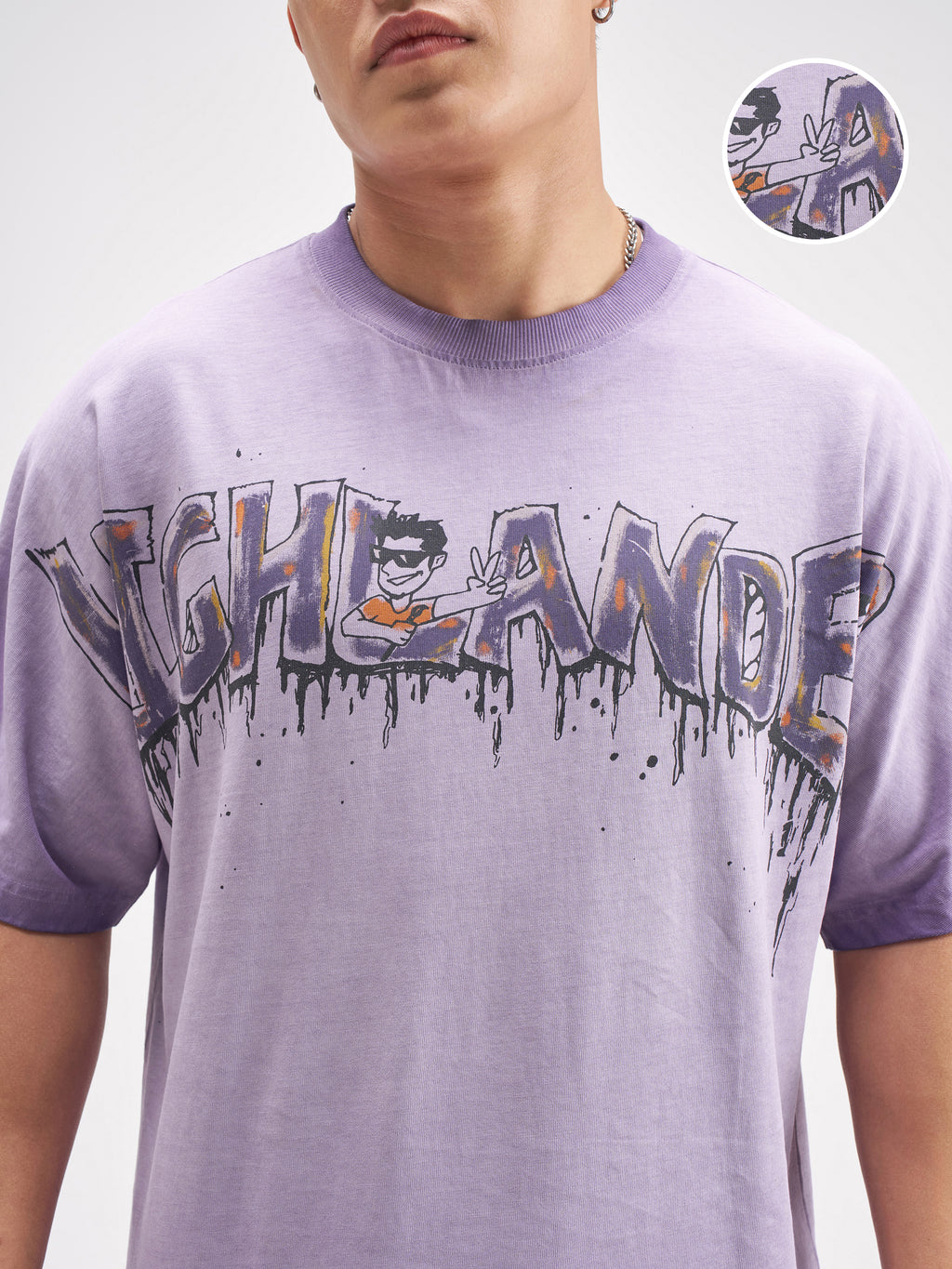 Highlander Men Purple Printed Round Neck T-Shirt - Purple - Image 5