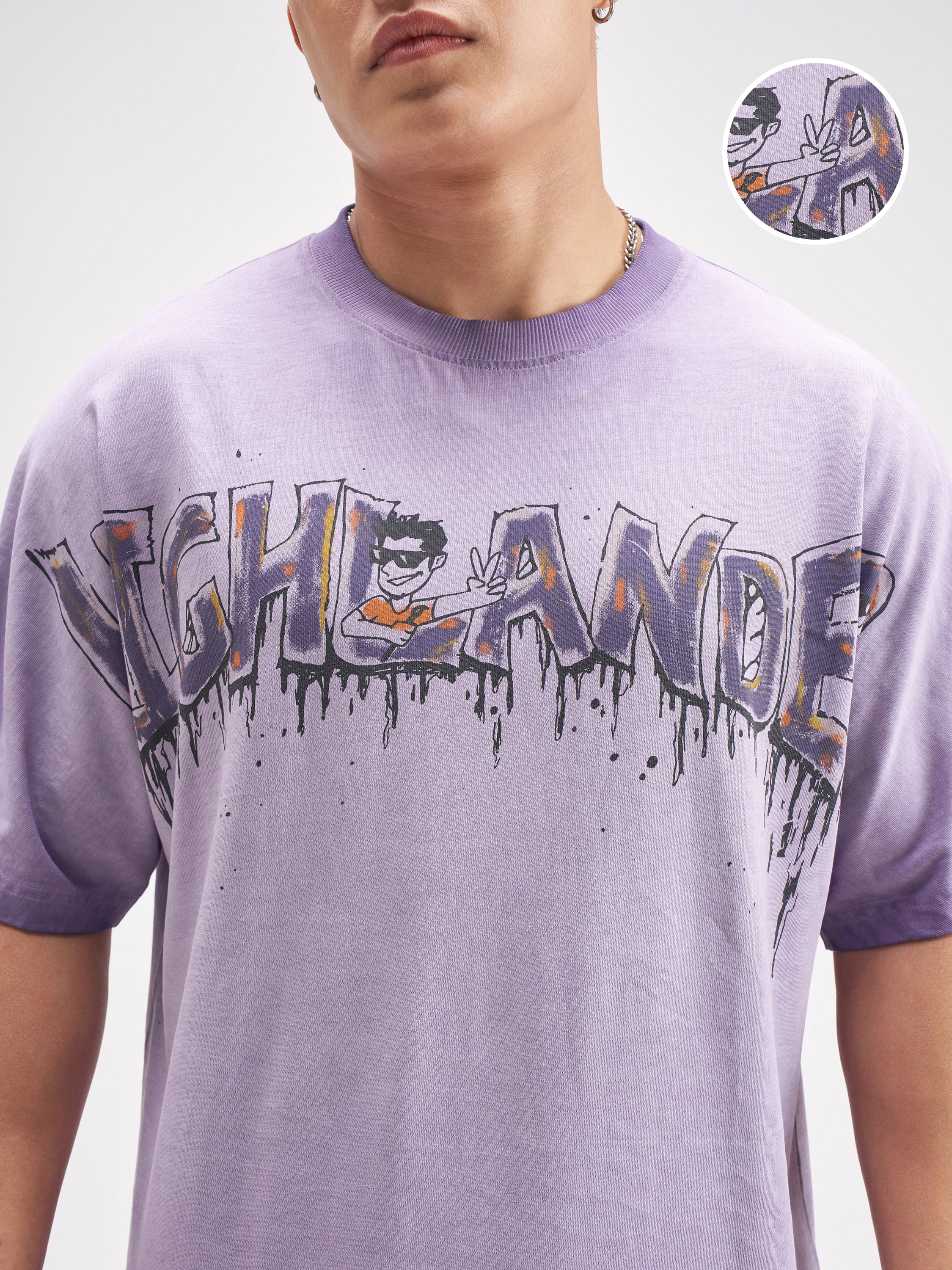 Highlander Men Purple Printed Round Neck T-Shirt - Purple - Image 5