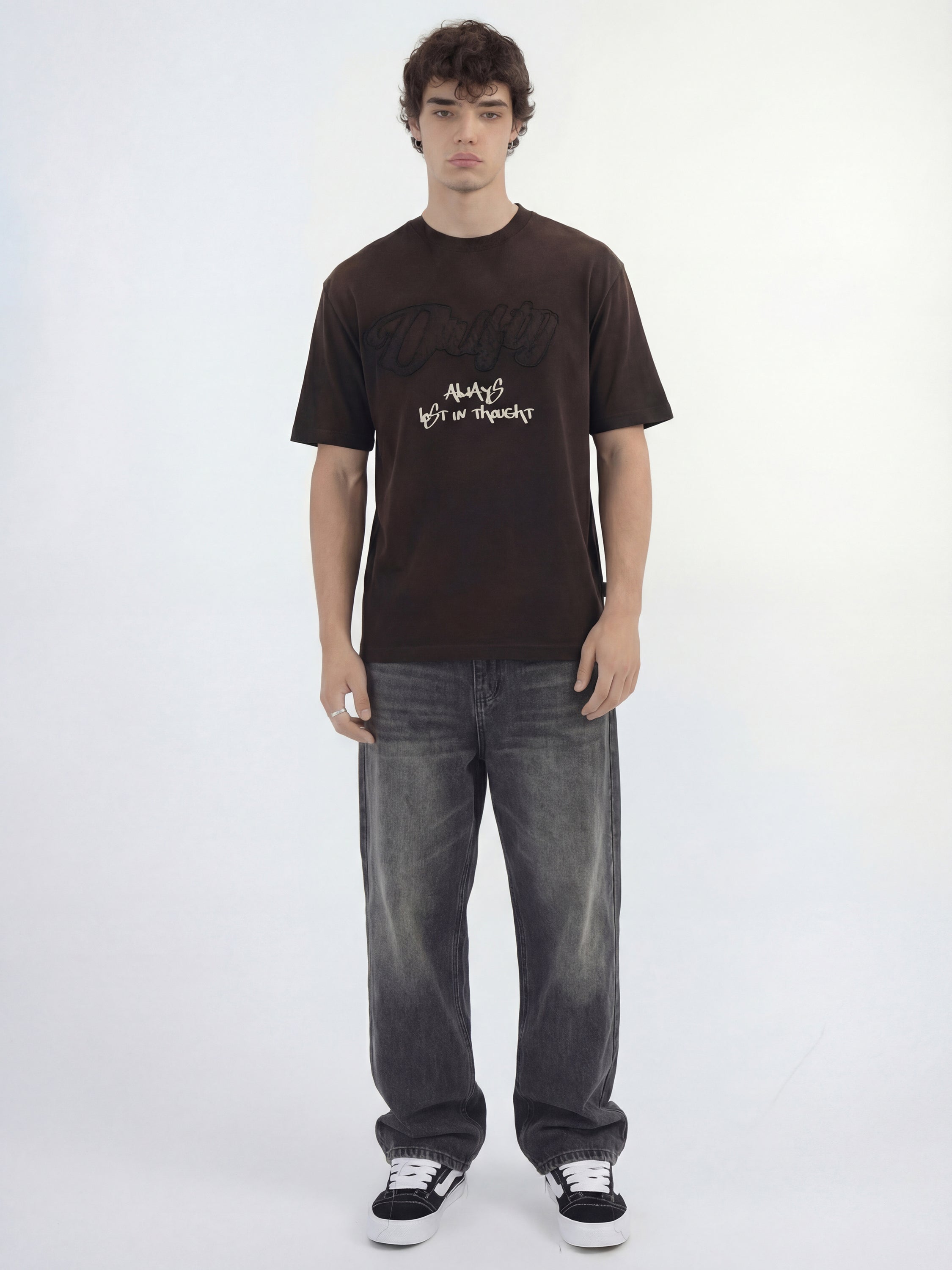 Highlander Men Brown Applique Round Neck T-Shirt - Brown - Image 5