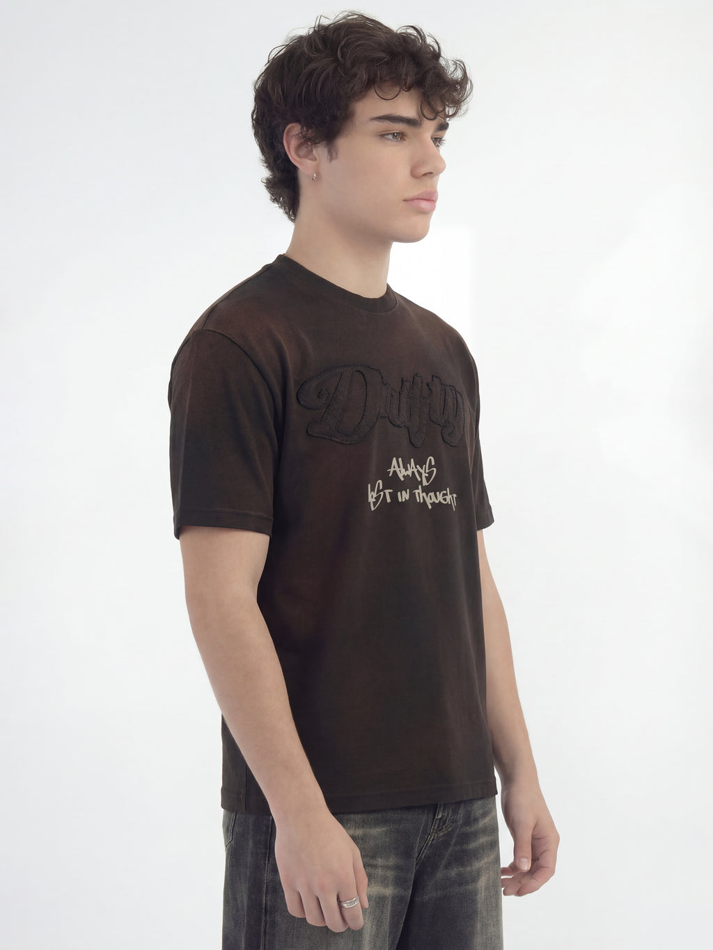 Highlander Men Brown Applique Round Neck T-Shirt - Brown - Image 8