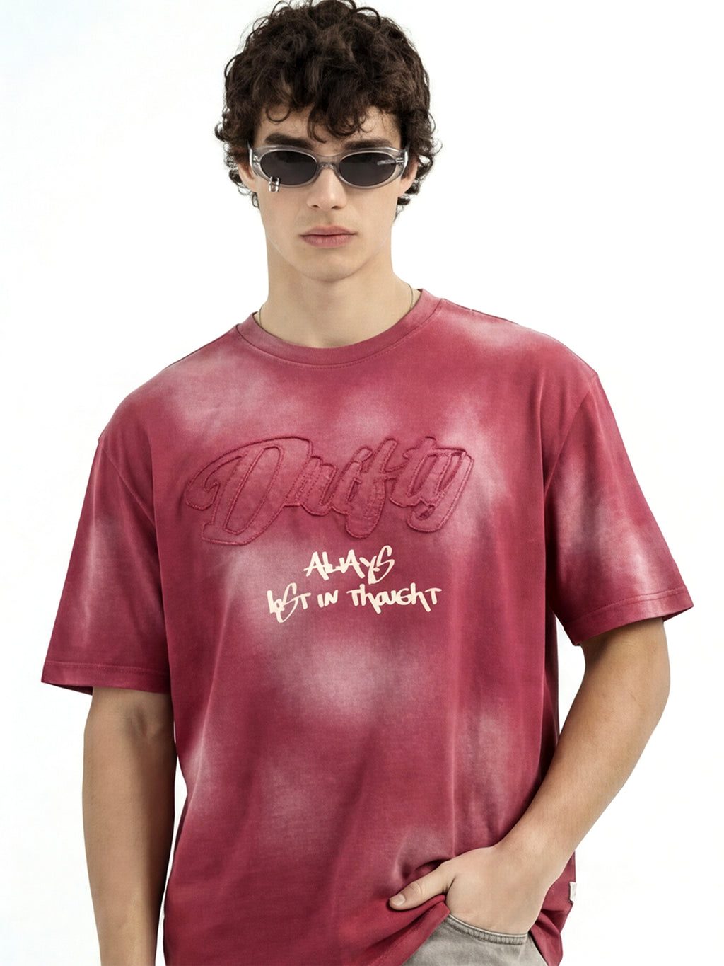 Highlander Men Maroon Printed Round Neck T-Shirt - Maroon - Image 3