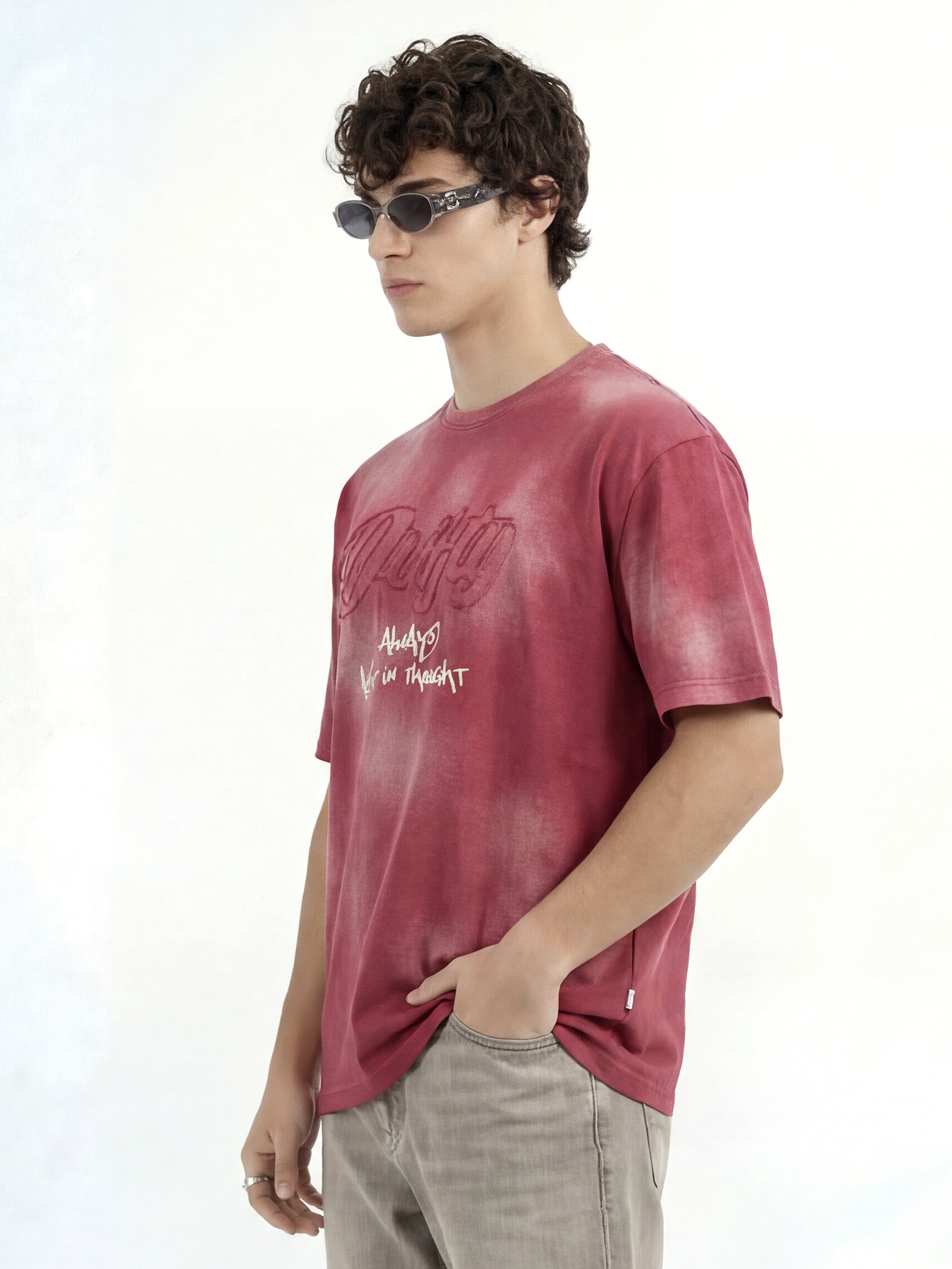 Highlander Men Maroon Printed Round Neck T-Shirt - Maroon - Image 6
