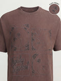Highlander Men Brown Applique Round Neck T-Shirt - Brown - Image 1