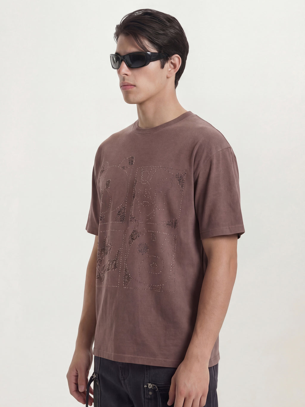 Highlander Men Brown Applique Round Neck T-Shirt - Brown - Image 6